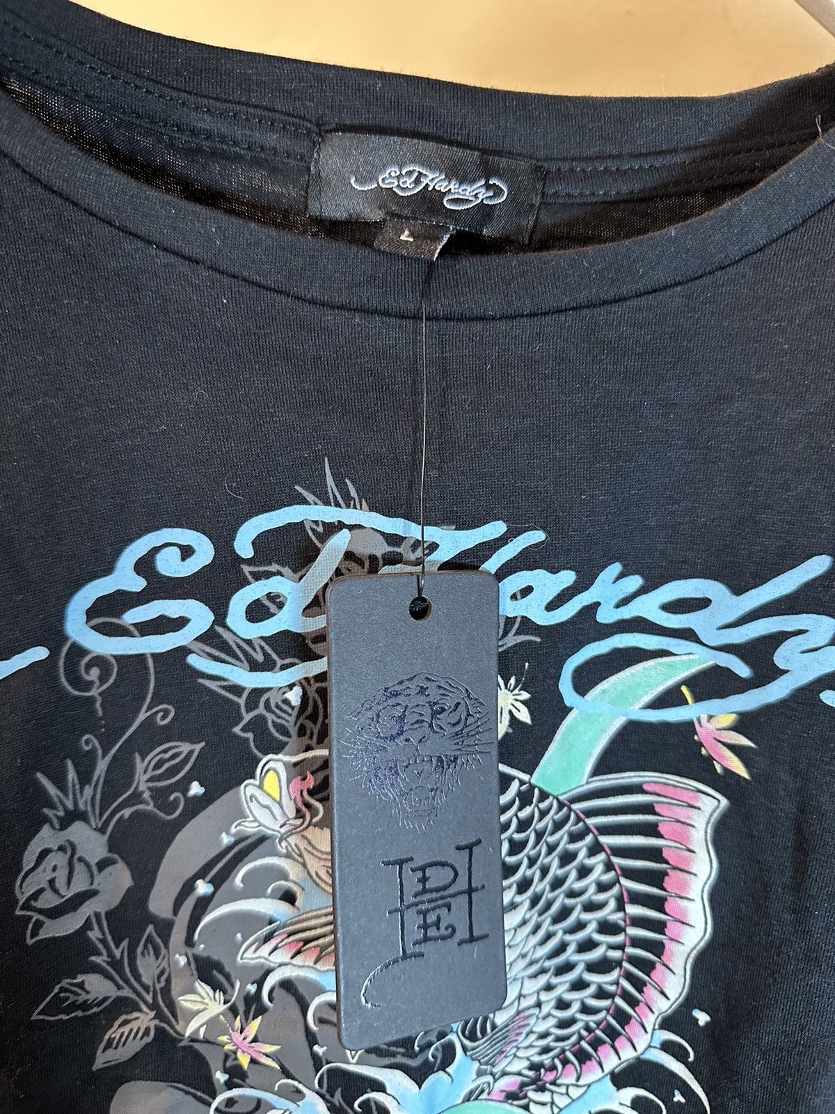 Ed Hardy *RARE* New Ed Hardy Layered Tattoo Sleeve Koi Fish Shirt Size L / US 10 / IT 46 - 6 Thumbnail