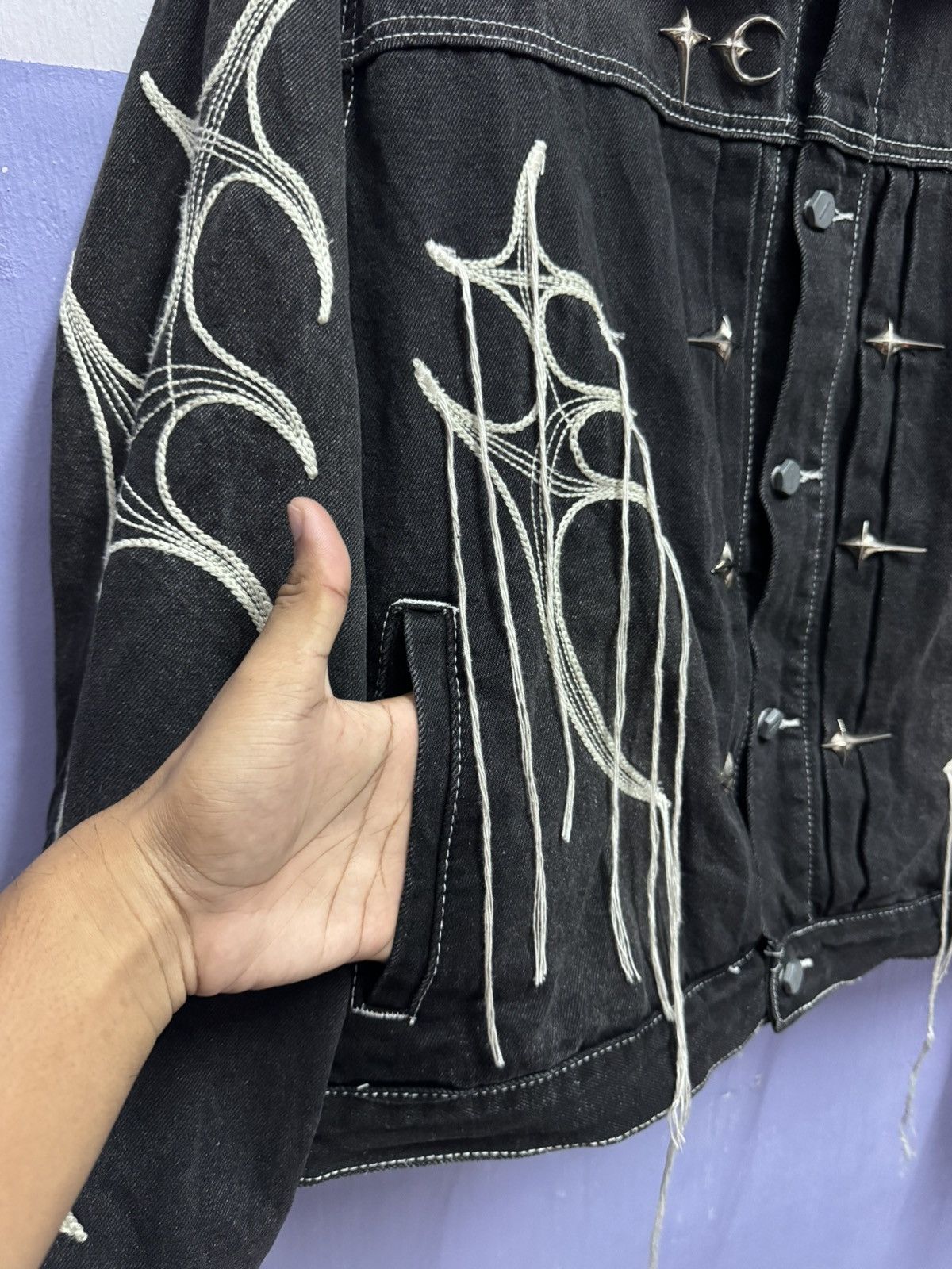 Thug Club THUG CLUB FW23 Black Denim Jacket with Iconic TC Logo Unisex Size US M / EU 48-50 / 2 - 8 Thumbnail