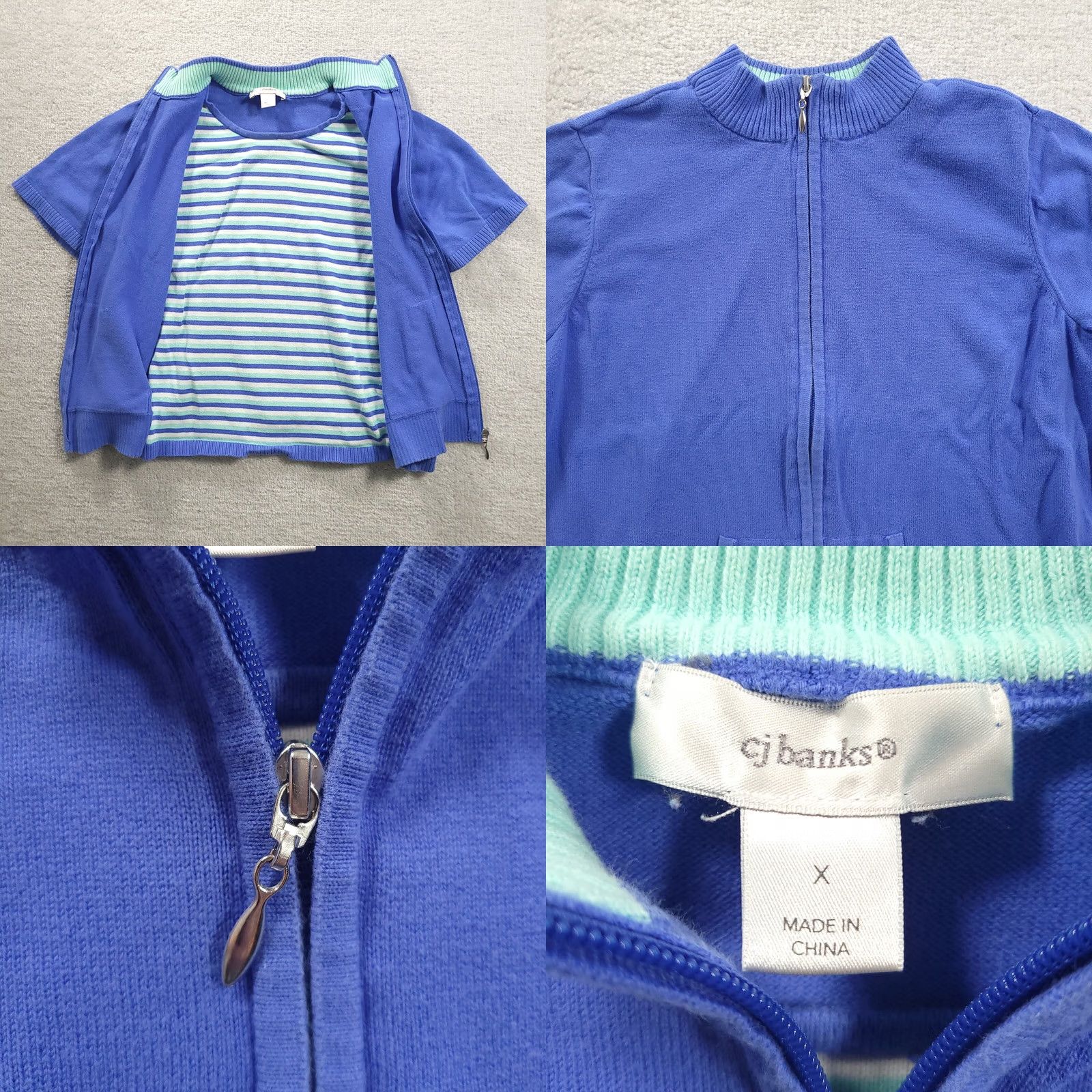 Vintage Christopher & Banks Womens 0X Blue Knit Sweater Mock Layer Zip Up Tank Jacket Variety Size XL / US 12-14 / IT 48-50 - 8 Thumbnail