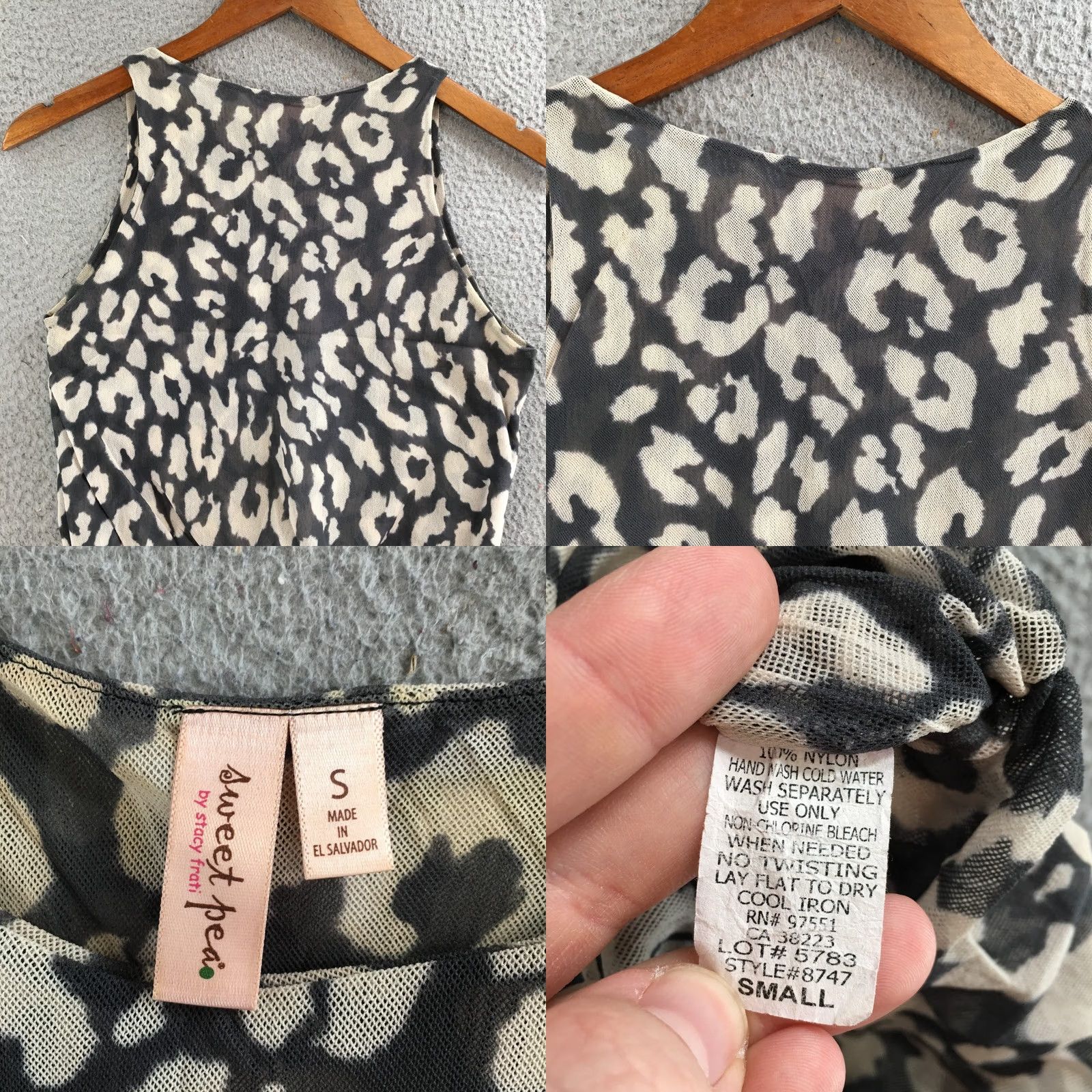 Vintage Sweet Pea by Stacy Frati Tank Top Women Small Sleeveless Animal Print Gray White Size S / US 4 / IT 40 - 8 Thumbnail