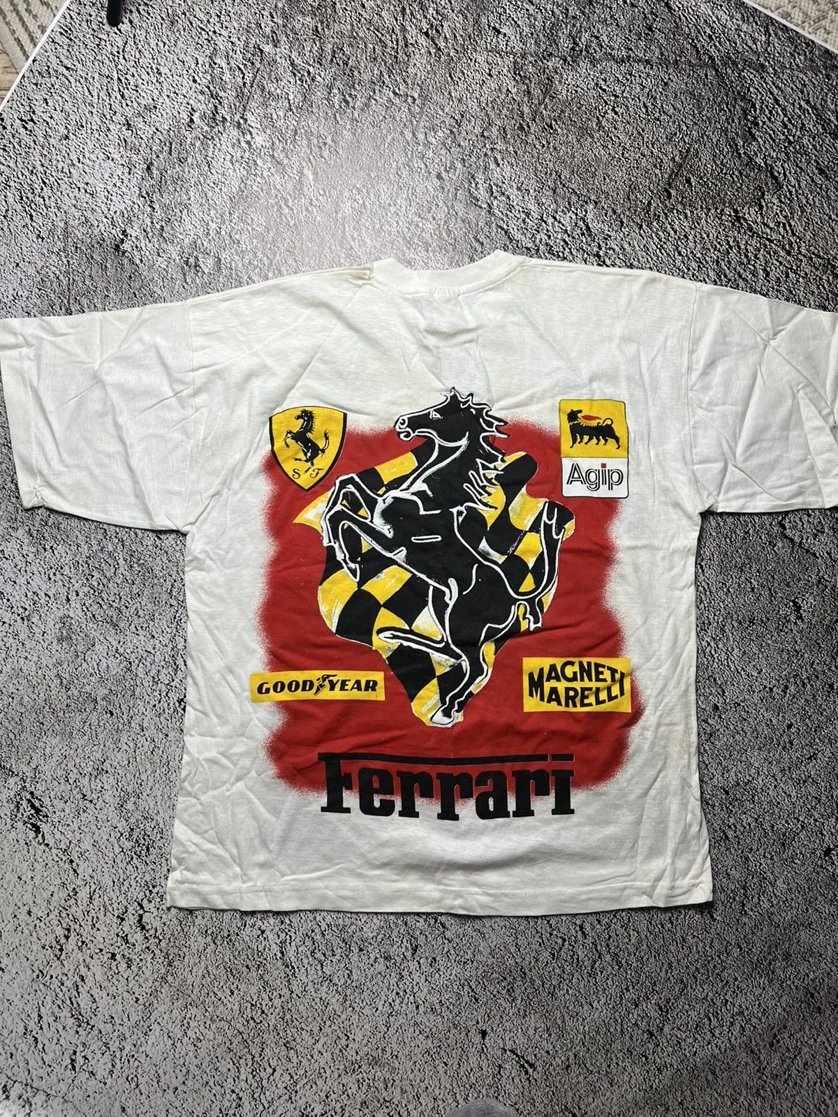Ferrari VTG 90’s Ferrari G.Berger 412 T2 overprinted AGIP t shirt Size US XXL / EU 58 / 5 - 2 Thumbnail