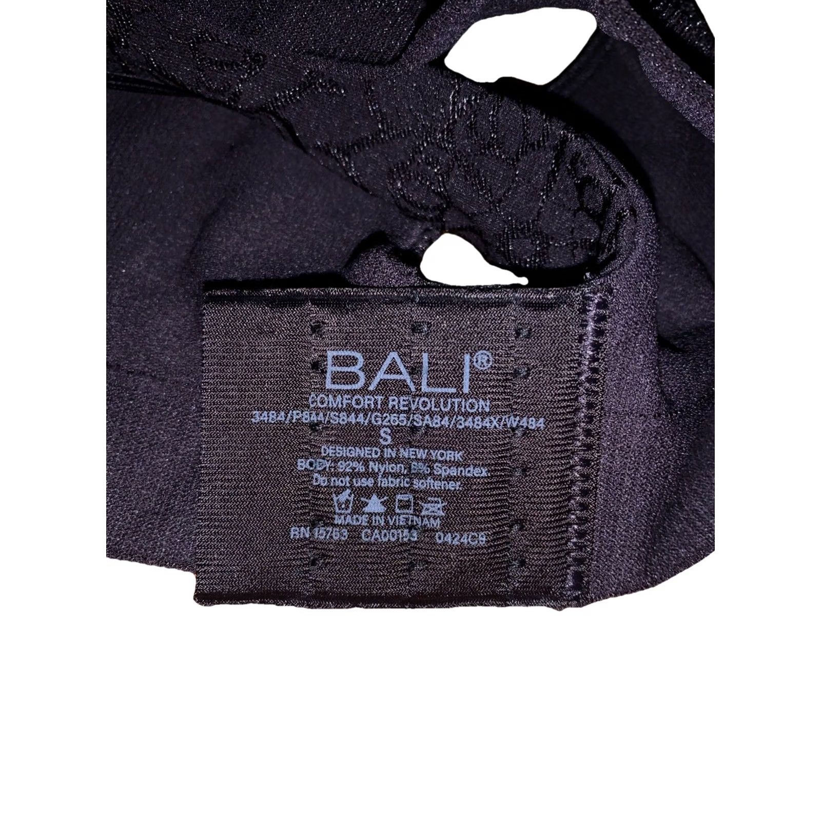 Vintage Bali Floral Print Womens Bra Small NWT-12526 Black S Size ONE SIZE - 5 Thumbnail