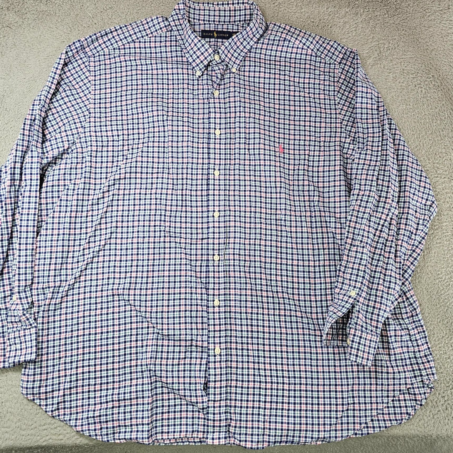 Ralph Lauren Ralph Lauren Shirt Mens 3XB Big Blue Pink Plaid Button-Down Long Sleeve Shirt Size US XXL / EU 58 / 5 - 2 Thumbnail