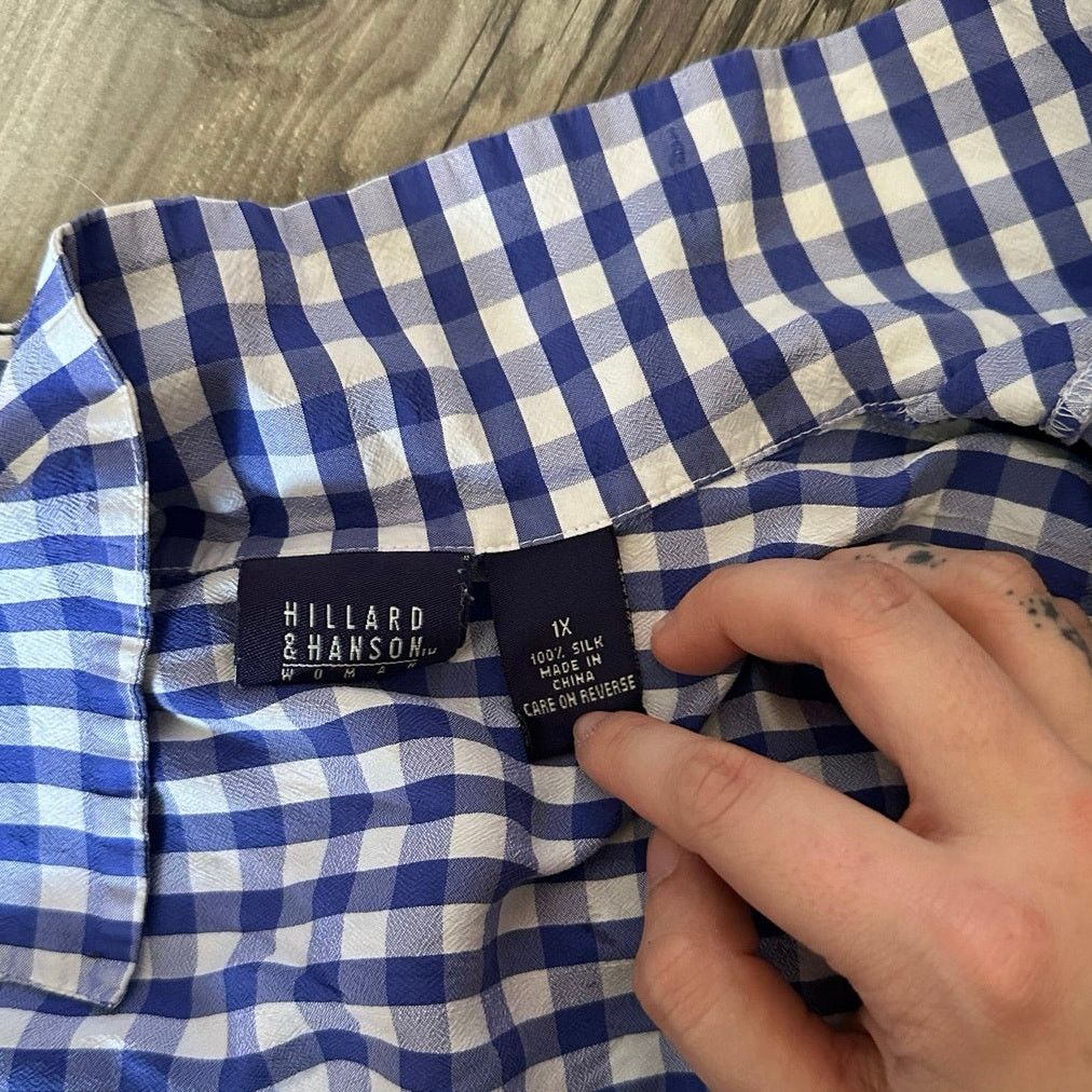 Other hillard & hanson blue white gingham button up tank top Size XL / US 12-14 / IT 48-50 - 3 Thumbnail