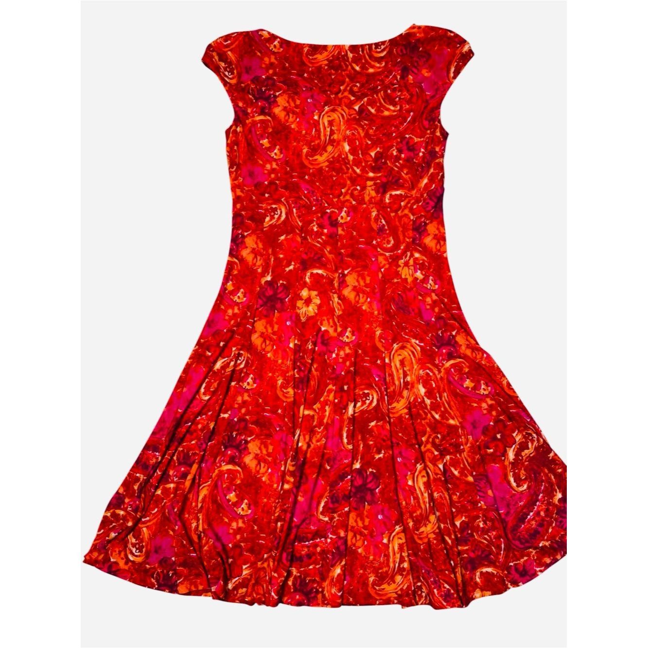 Ralph Lauren Ralph Lauren Red Paisley Fit-and-Flare Midi Dress Size 12 Size XL / US 12-14 / IT 48-50 - 4 Thumbnail