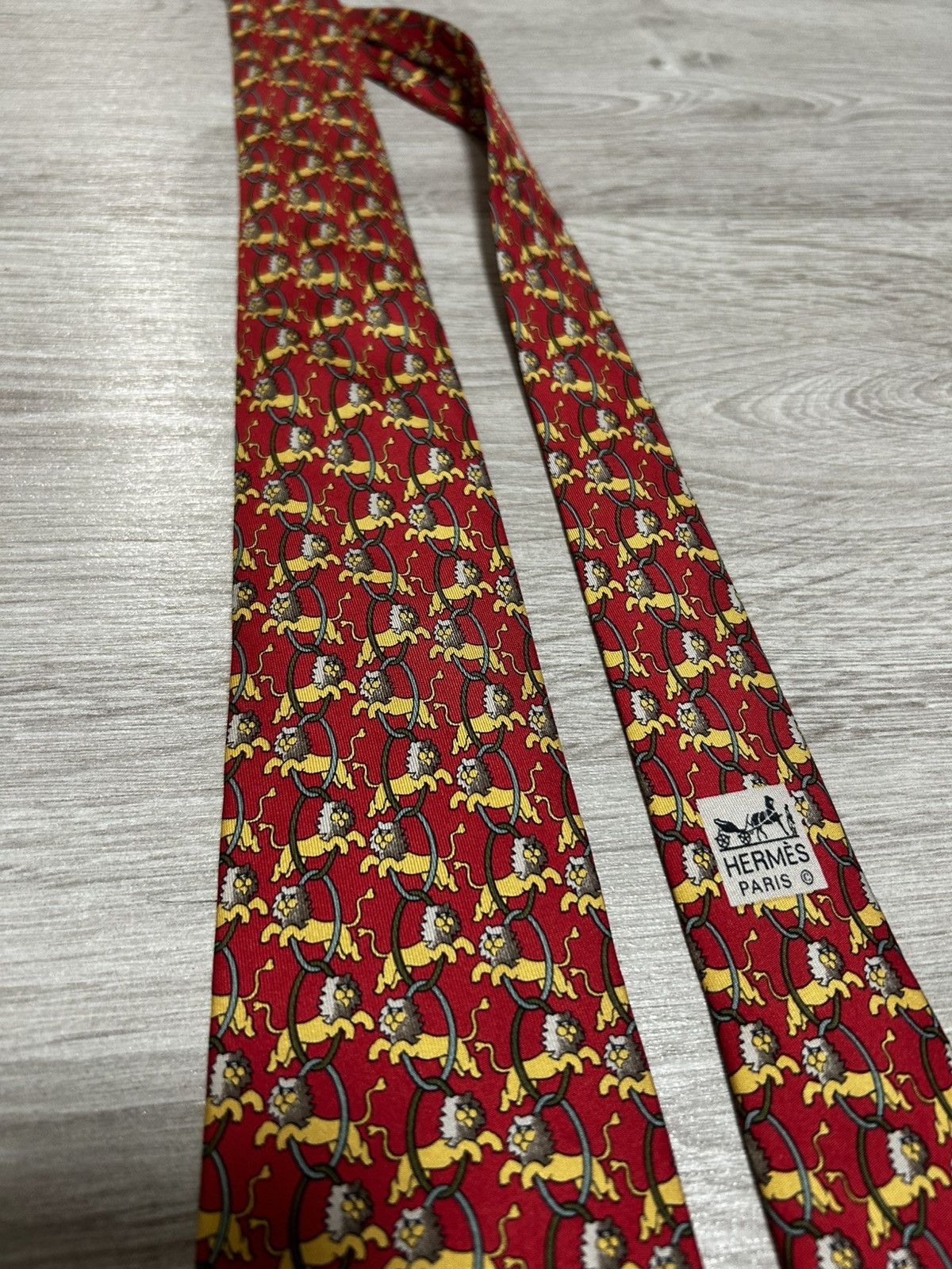 Hermes Hermes Tie Silk Tiger Animal France Size ONE SIZE - 4 Thumbnail