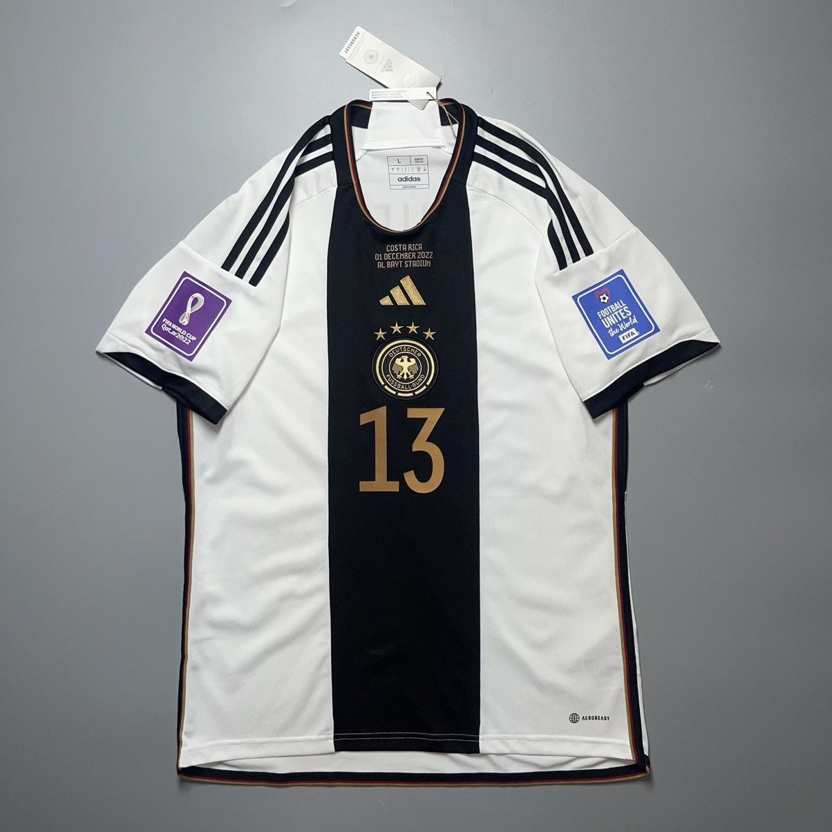 Adidas GERMANY ADIDAS 2022 WORLD CUP SOCCER HOME JERSEY #13 MULLER Size US L / EU 52-54 / 3 - 2 Thumbnail