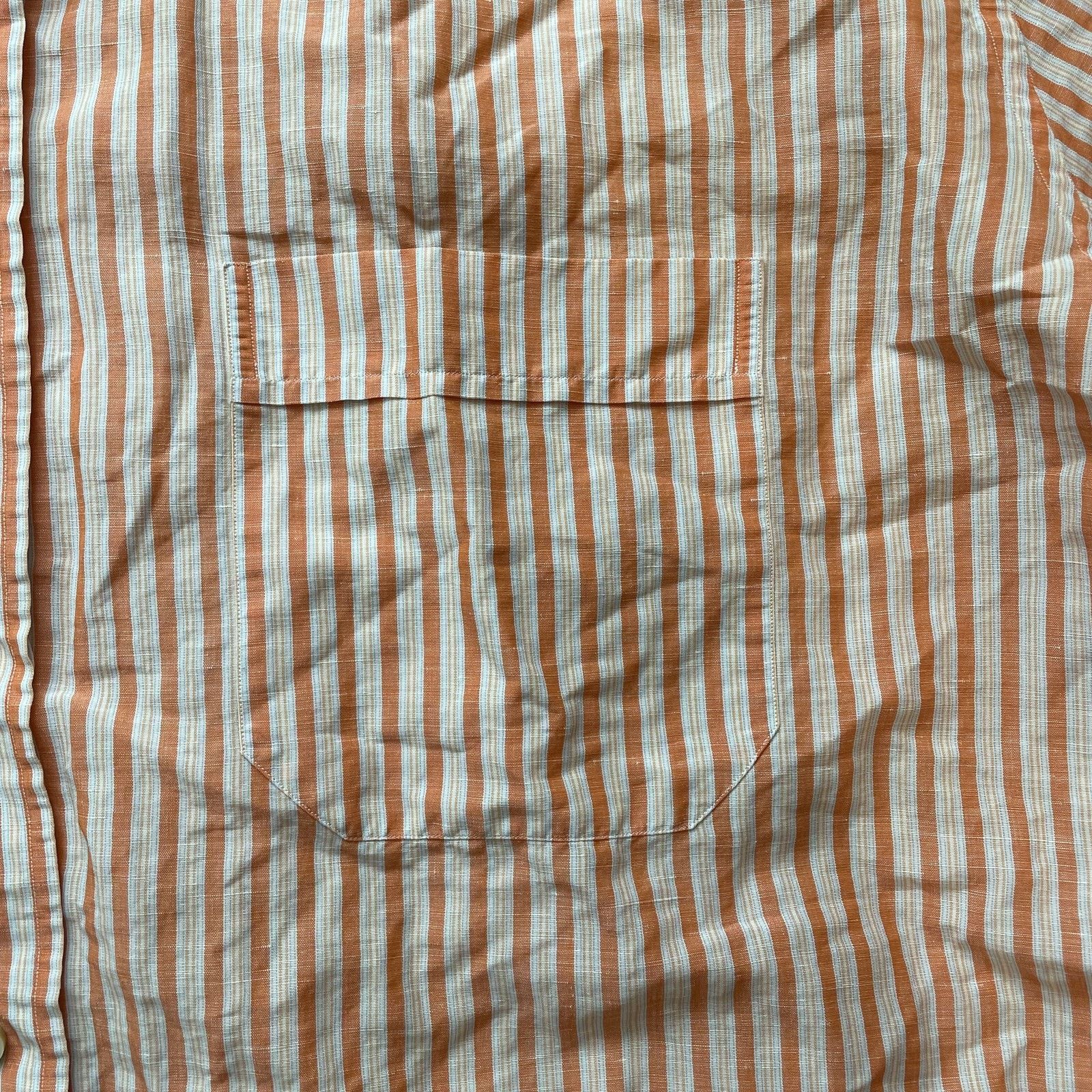 Maus & Hoffman Maus & Hoffman Men's XL Orange White Striped Linen Cotton Size US XL / EU 56 / 4 - 6 Thumbnail