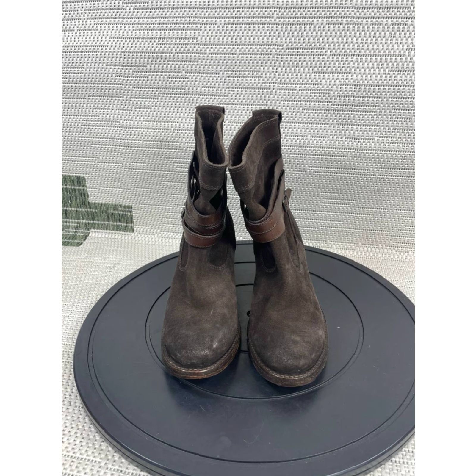 Frye Frye Boots Womens Bootie Brown Suede Jane Short 6 B Ankle Buckle Strap Casual Leather Insole Outsole Vintage No Menus Size 28" / US 6 / IT 42 - 4 Thumbnail