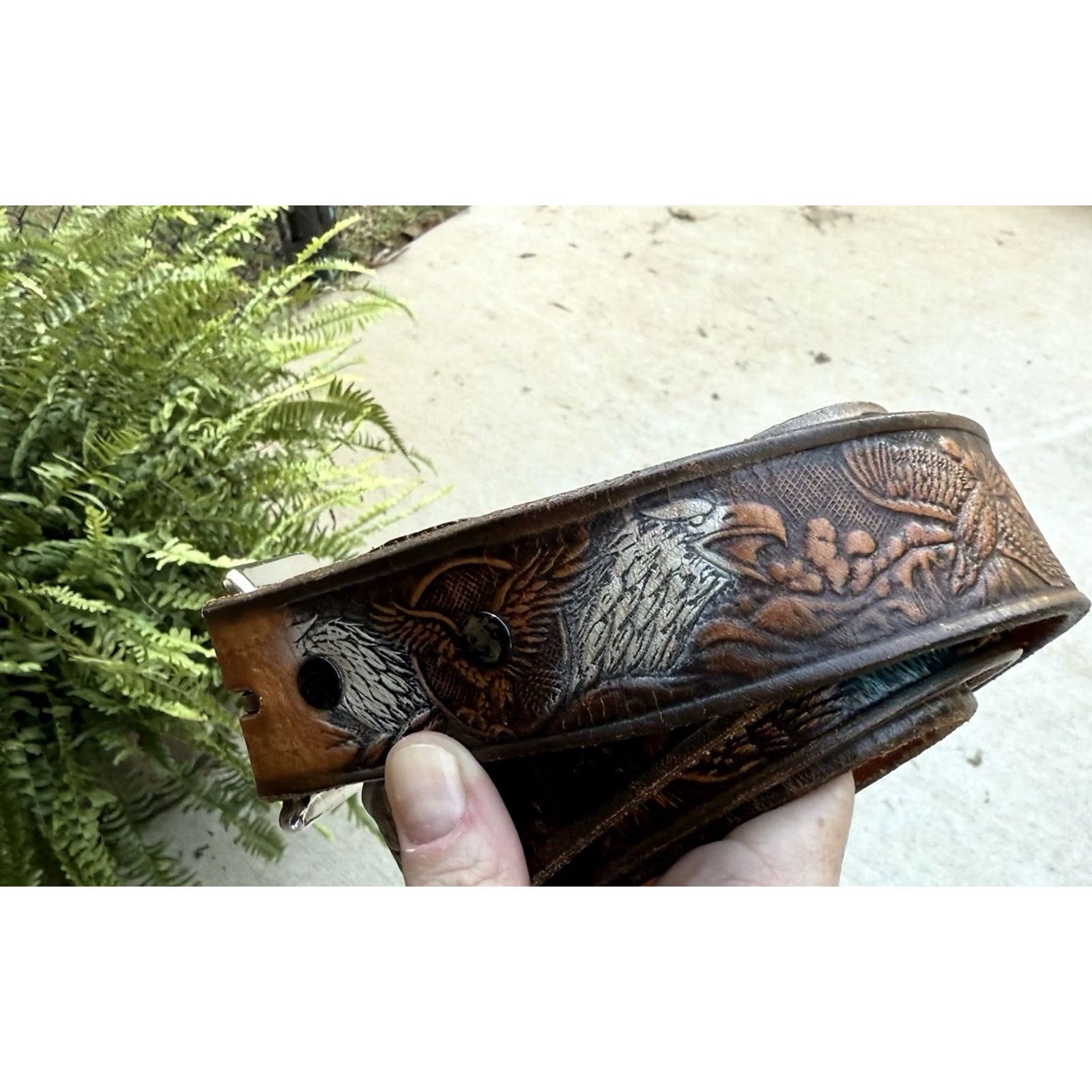 Vintage VINTAGE Leather Engraved Eagles America Leather Belt No Name 48 Belt Men Brown Western 90s Cowboy Rock Mens Size ONE SIZE - 7 Thumbnail