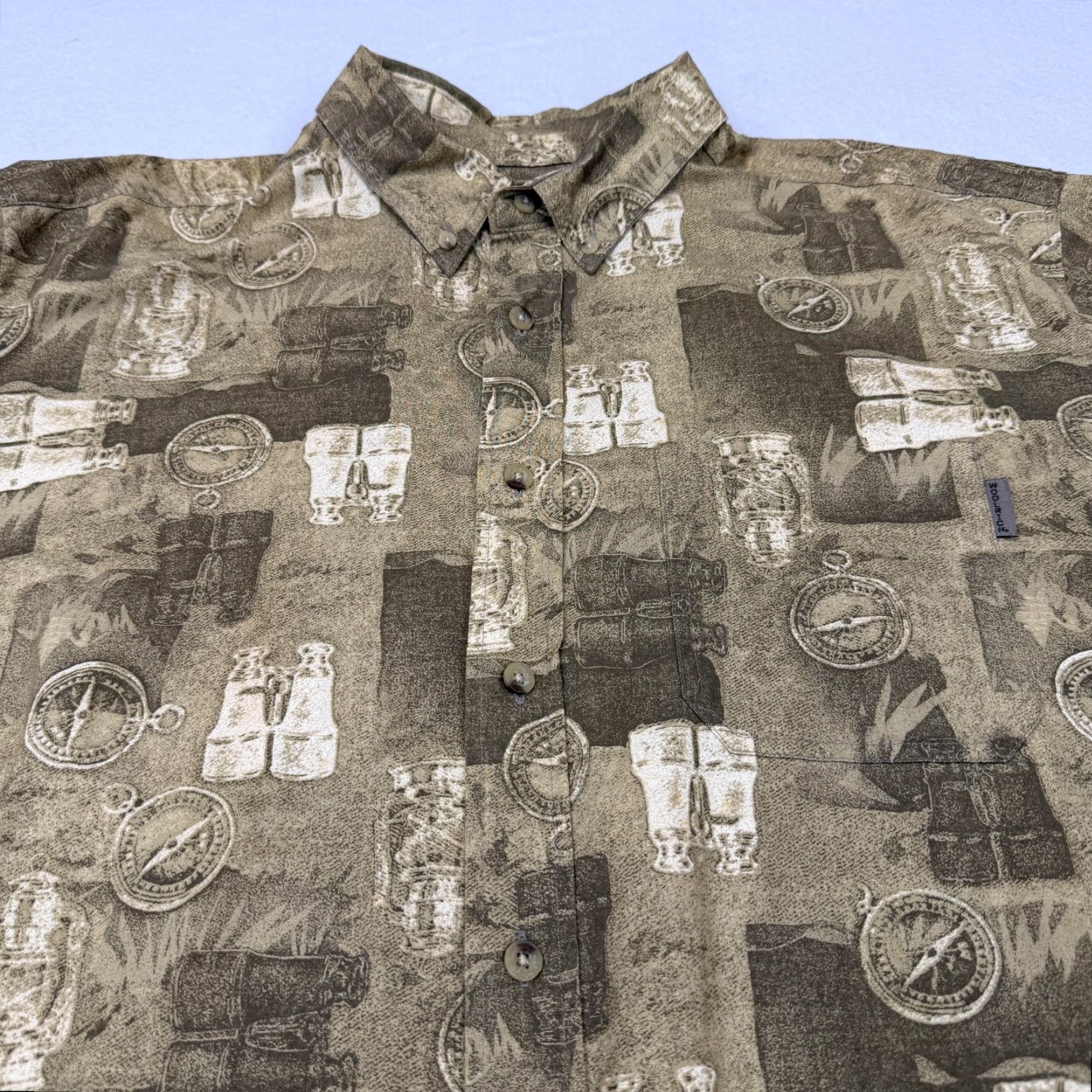 Vintage Woolrich Shirt Mens XL Brown Safari Outdoor Graphic Print Short Sleeve Button Up Size US XL / EU 56 / 4 - 2 Thumbnail