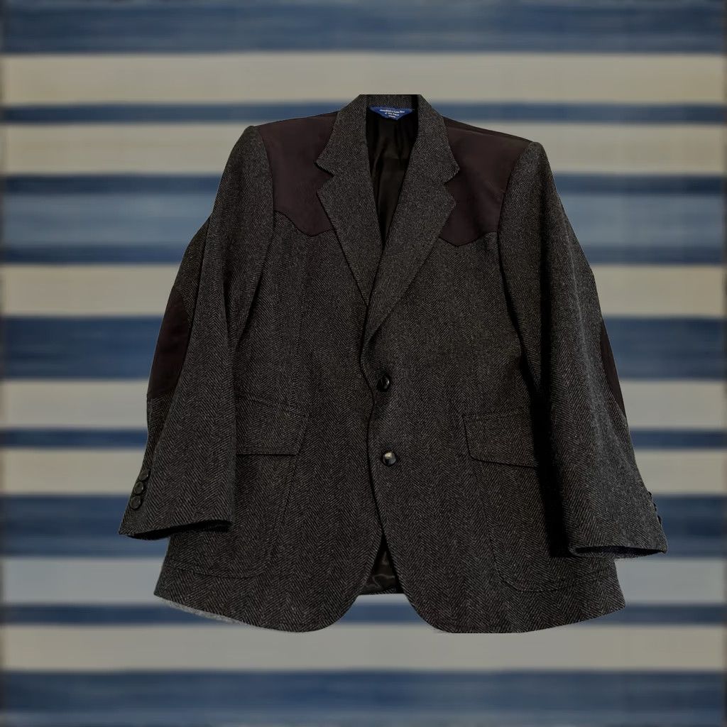 Pendleton Pendleton Western Tweed Wool Jacket Blazer Sport Coat 42 Dark Gray Men Wool Tweed 2 Button Western Theme Mens Size 42R - 1 Thumbnail