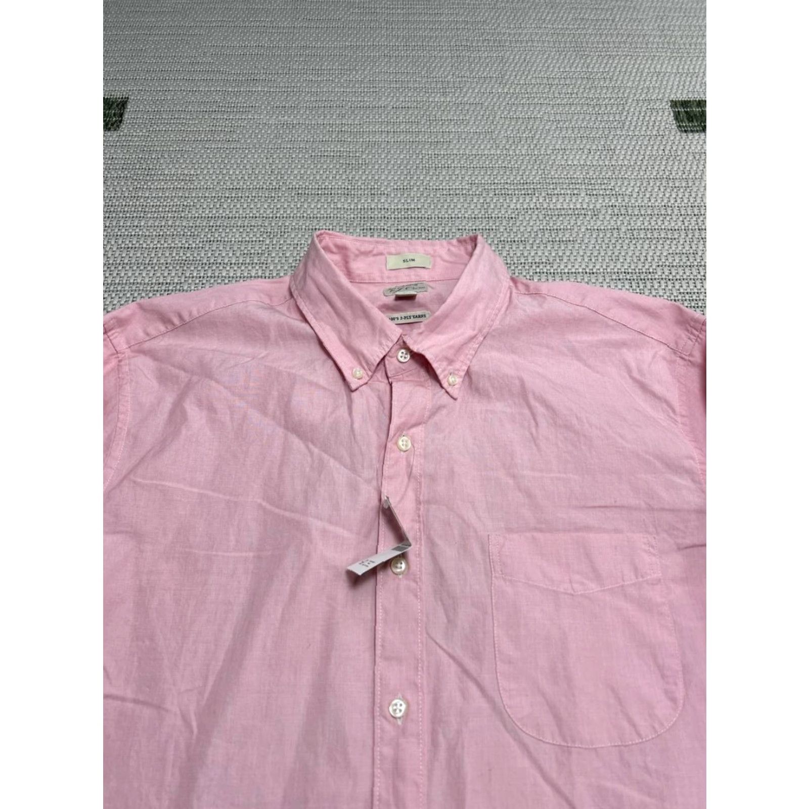 J.Crew J.CREW Shirt Mens Large Pink Organic Cotton Slim Button-Down Dress Shirt Size US L / EU 52-54 / 3 - 3 Thumbnail