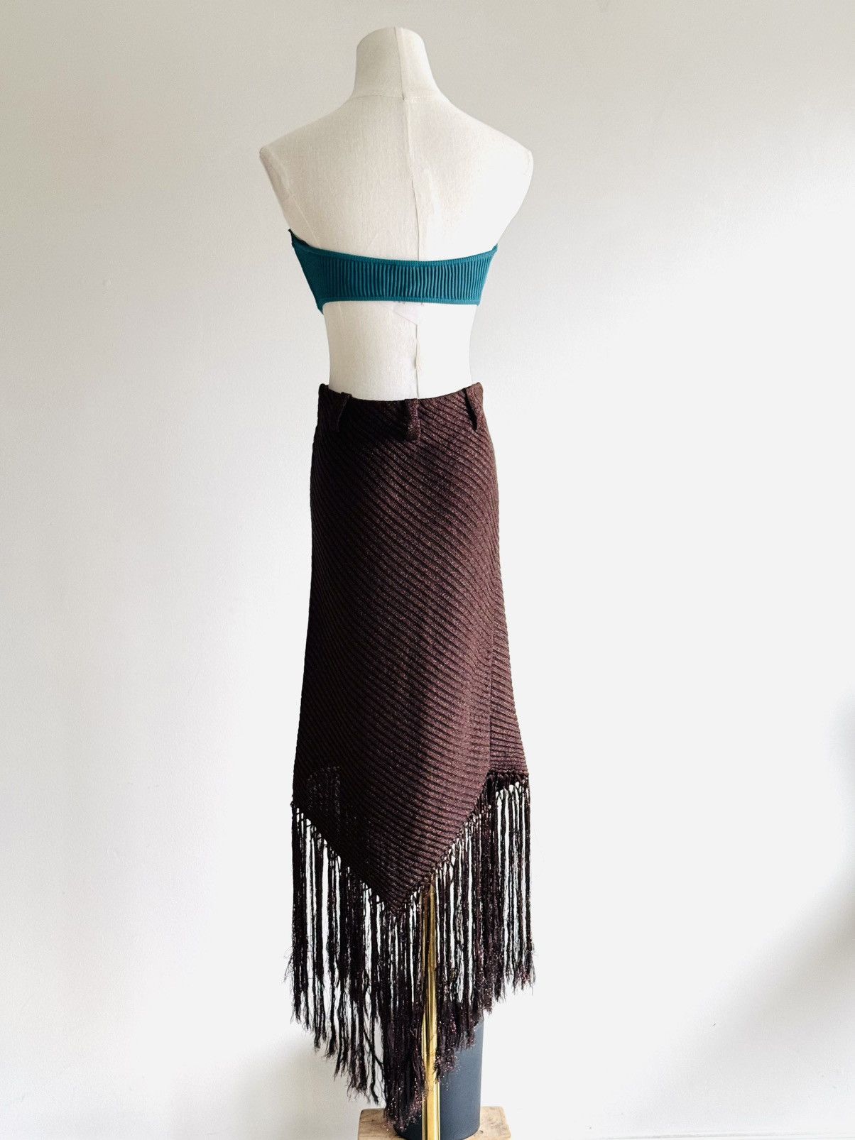 Missoni Missoni chocolate brown & metallic bronze bias fringe skirt Size 26" / US 2 / IT 38 - 2 Thumbnail