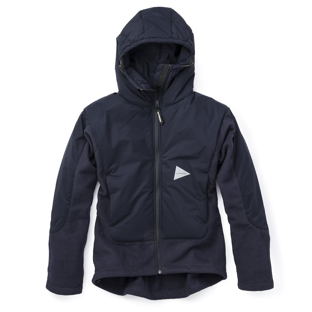image of And Wander x Archival Clothing Top Fleece Hooded Jacket Blue Navy in Navy Blue, Men's (Size Large)