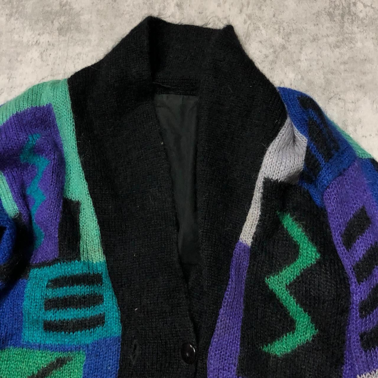Other 80s vintage abstract patterned cardigan with 3D embroidery Size US M / EU 48-50 / 2 - 2 Thumbnail