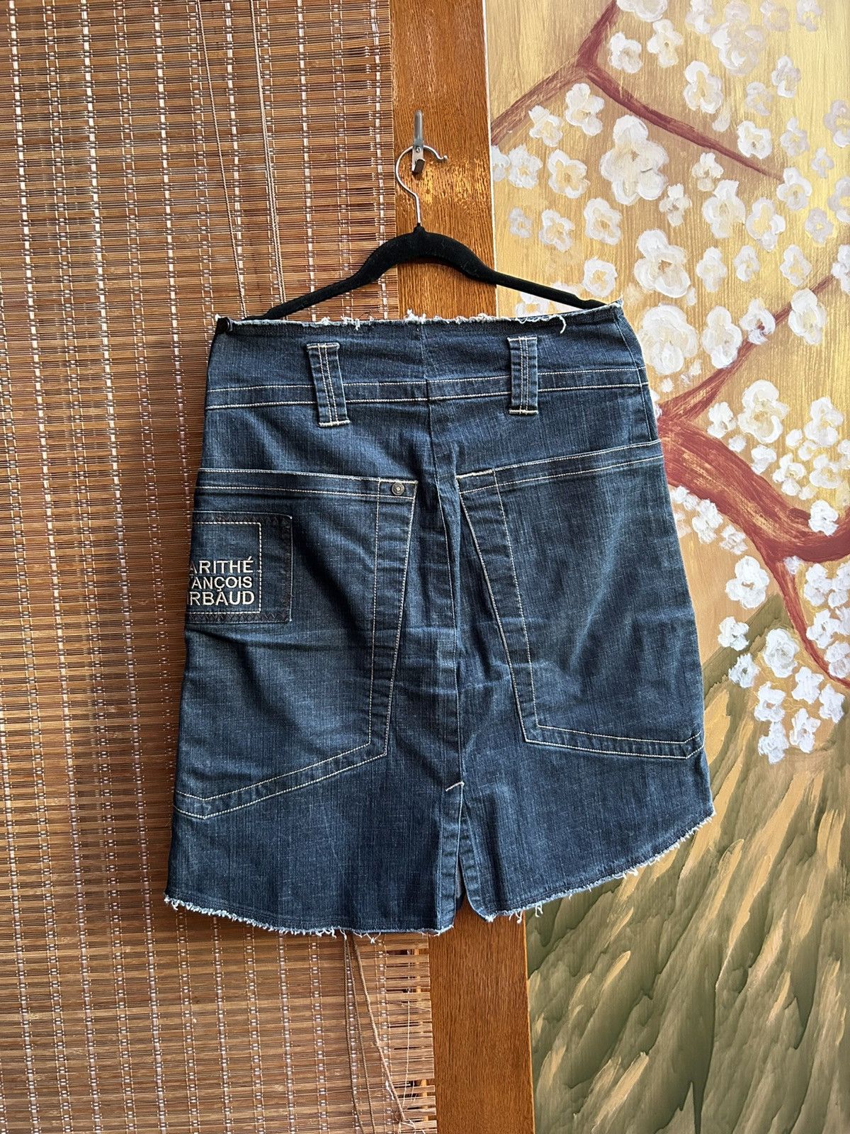 Marithe + Francois Girbaud M+F Girbaud Denim Knee Length Skirt Raw Cut Distressed Size 32" / US 10 / IT 46 - 5 Thumbnail