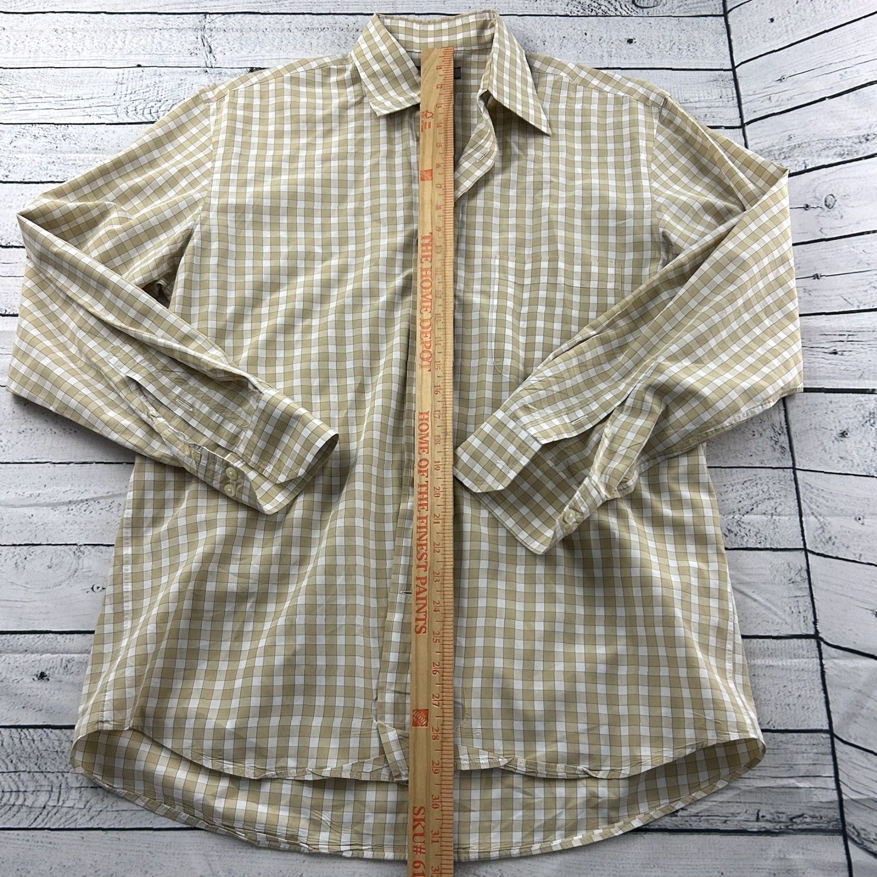 Canali Canali Plaid Button-Up Shirt Mens Medium White Beige Long Sleeve Cotton Woven Size US M / EU 48-50 / 2 - 3 Thumbnail