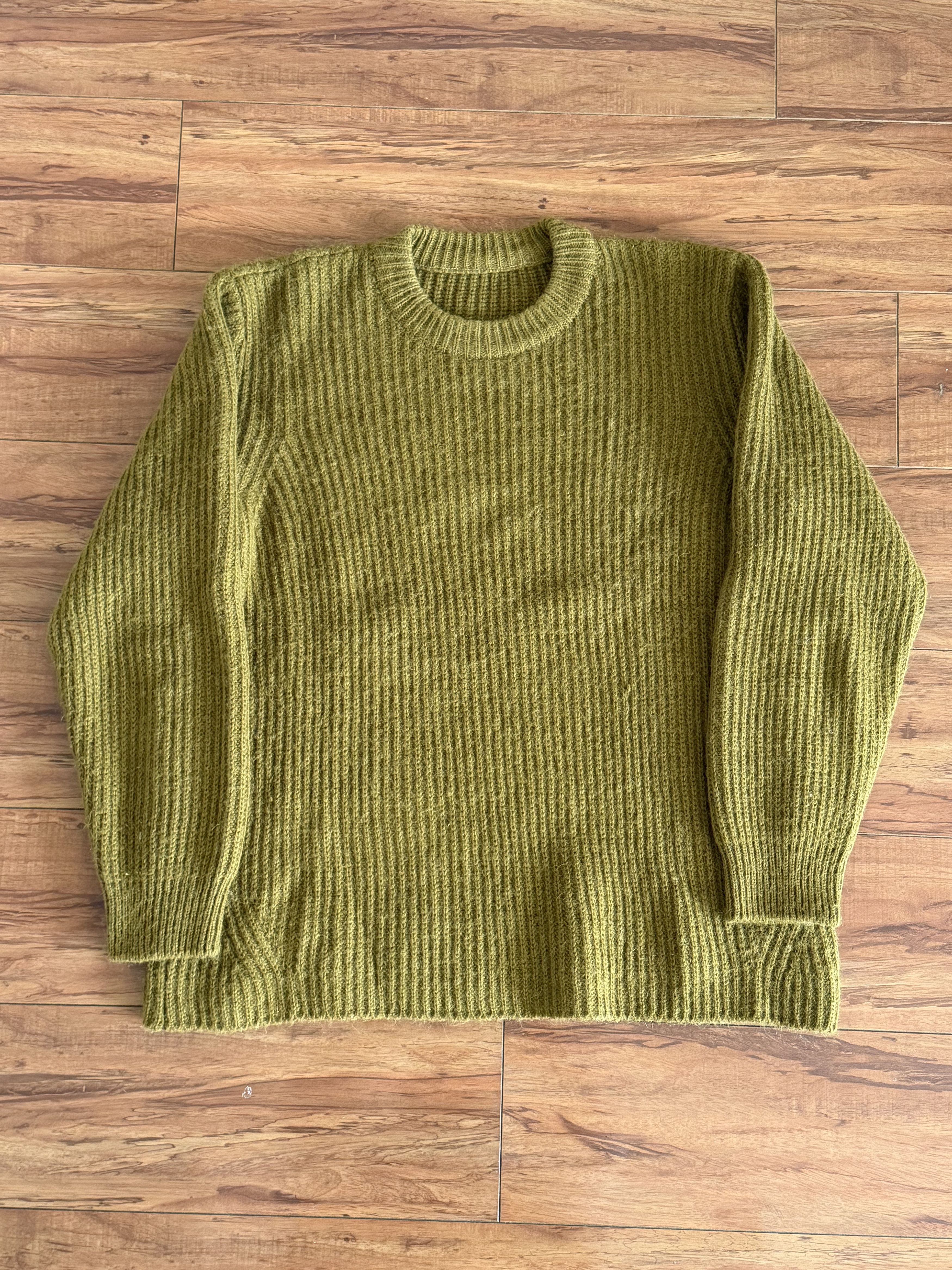 Sefr Olive Cropped Alpaca Leth Sweater - Ribbed Knit Size US L / EU 52-54 / 3 - 1 Thumbnail