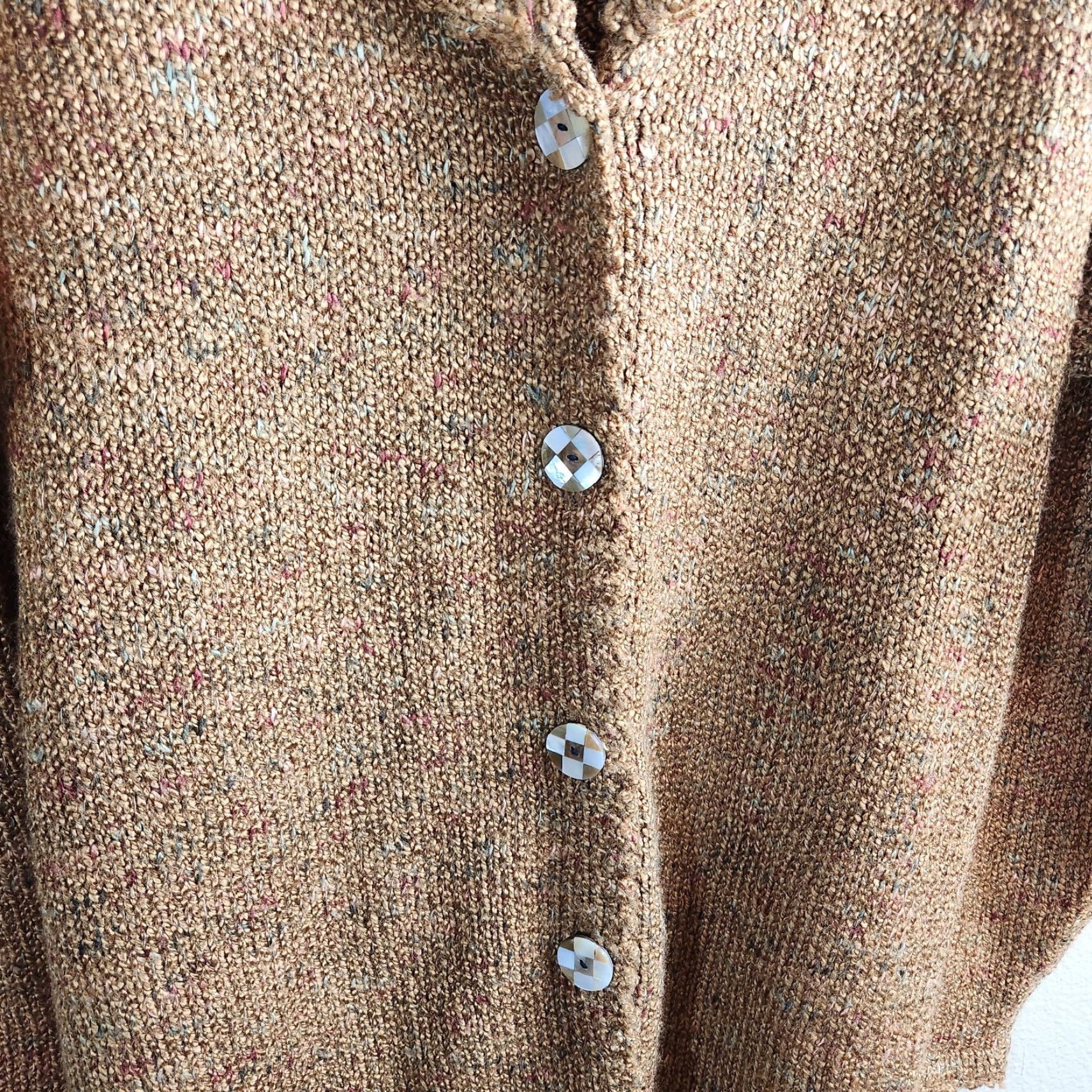 Vintage Wind River Cardigan |L| Brown Speckled Knit Tie Waist Buttonfront Sweater Size L / US 10 / IT 46 - 3 Thumbnail