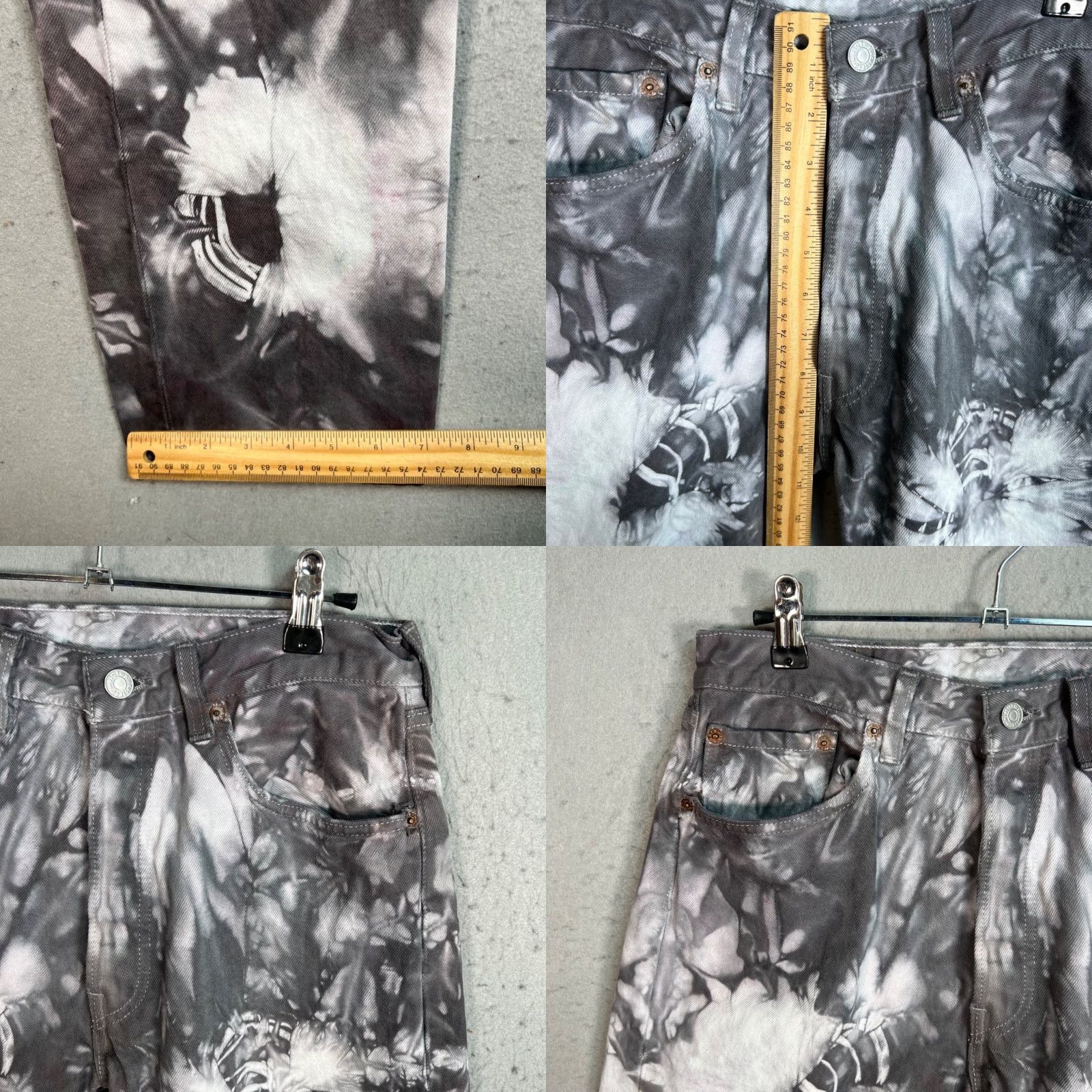 Levi's Levis Womens Size 28 x 30 Tie-Dye Distressed Gray Jeans 100% Cotton Button-Fly Size 28" / US 6 / IT 42 - 8 Thumbnail