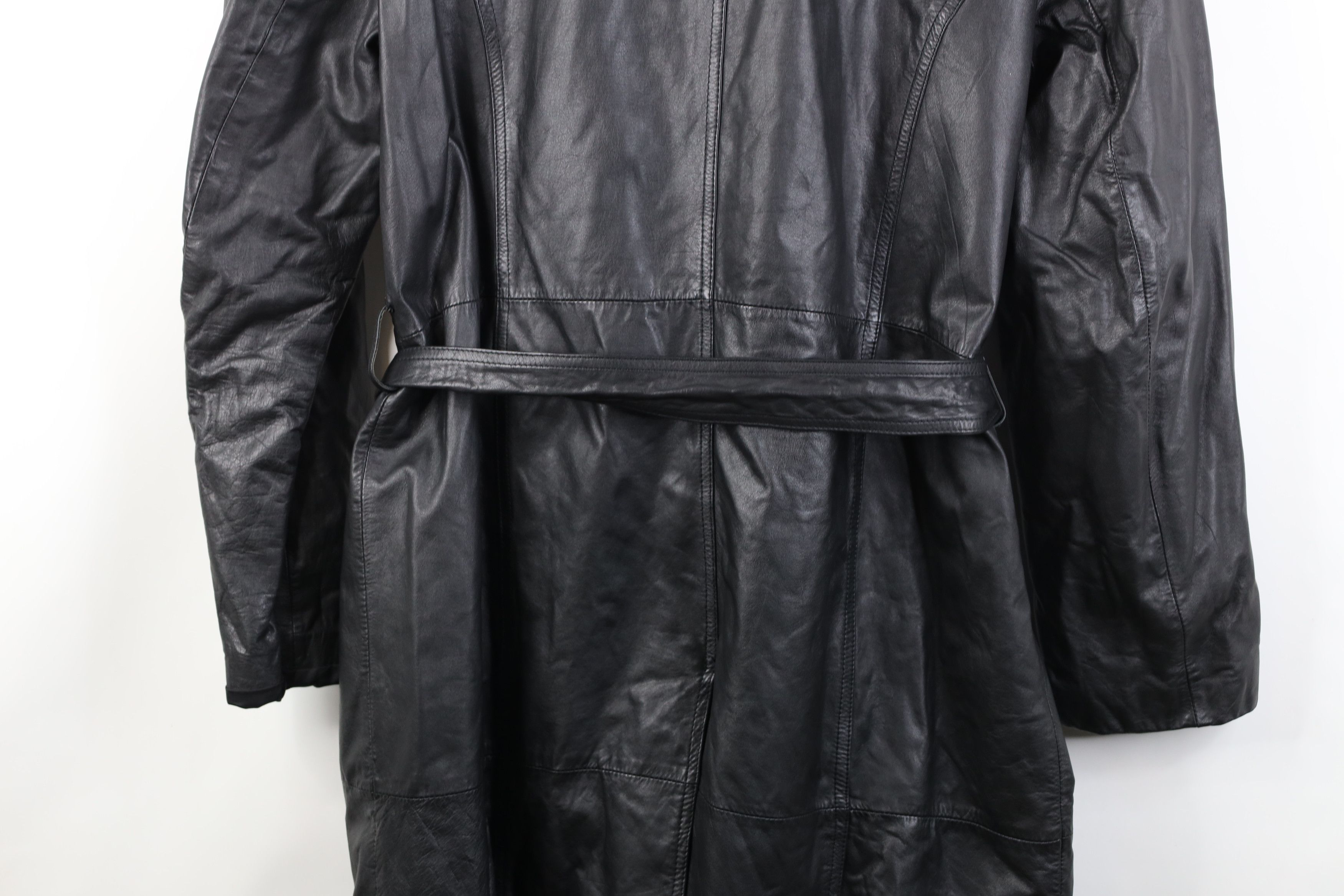 Vintage Vintage 70s Streetwear Breasted Leather Belted Trench Coat Size US XXL / EU 58 / 5 - 15 Thumbnail