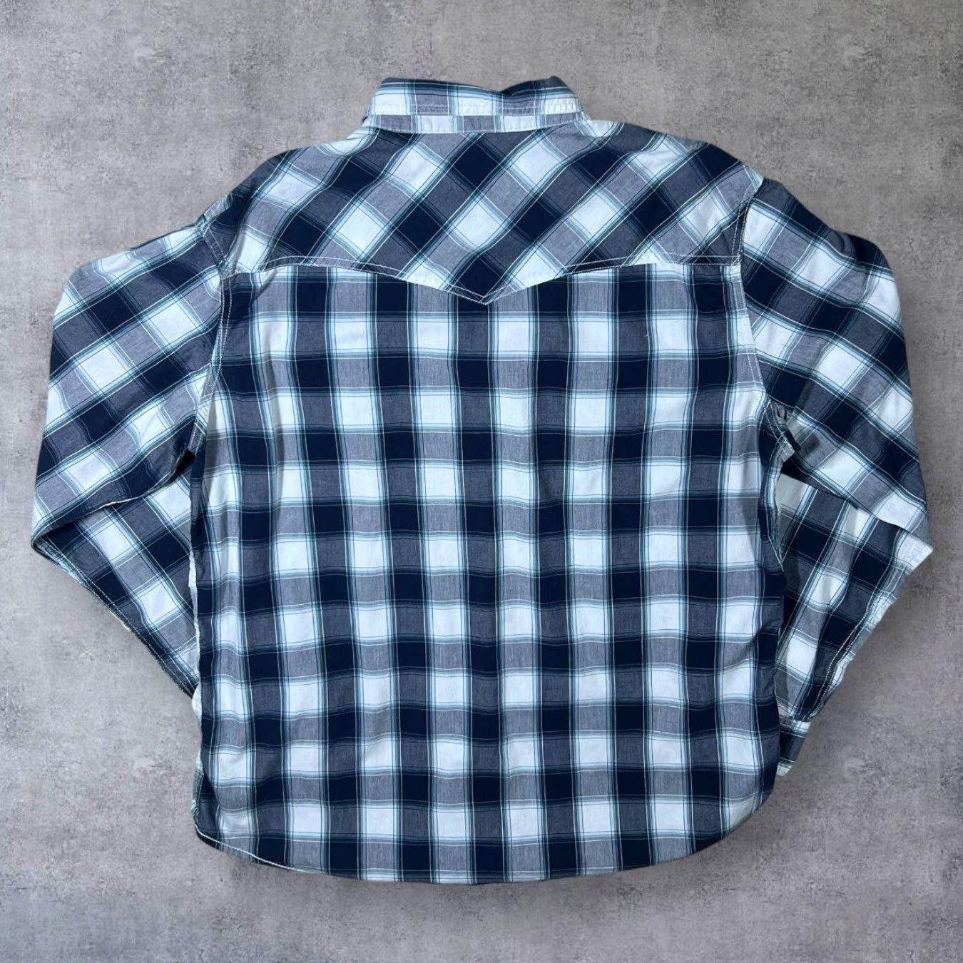Vintage Urban Pipeline Cowboy Western Plaid Check Long Sleeve Popper Shirt XL Men Blue Check Shirt Size US XL / EU 56 / 4 - 2 Thumbnail