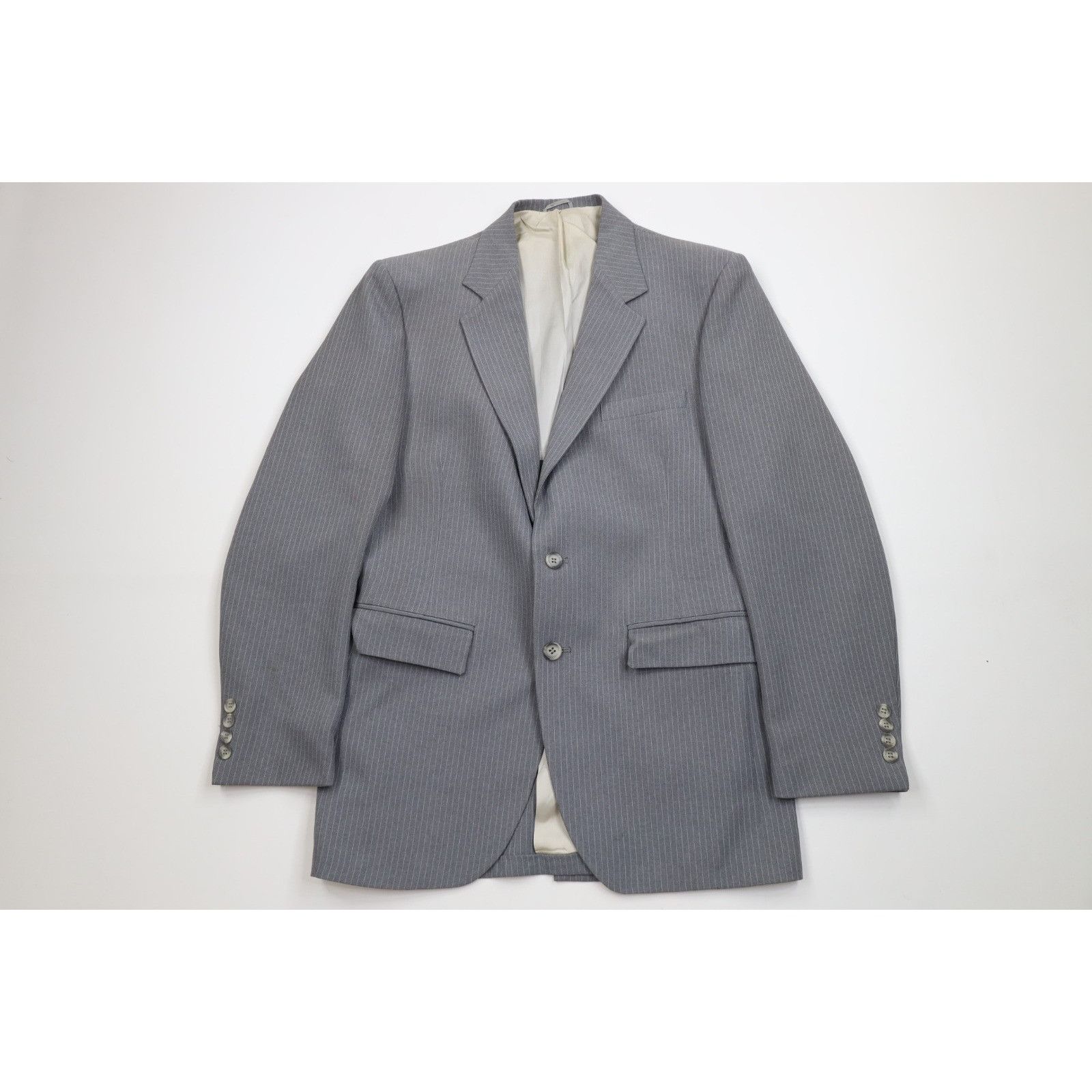 Vintage Vintage 70s Streetwear 2 Piece Knit Suit Wedding Gray Size 38R - 2 Thumbnail