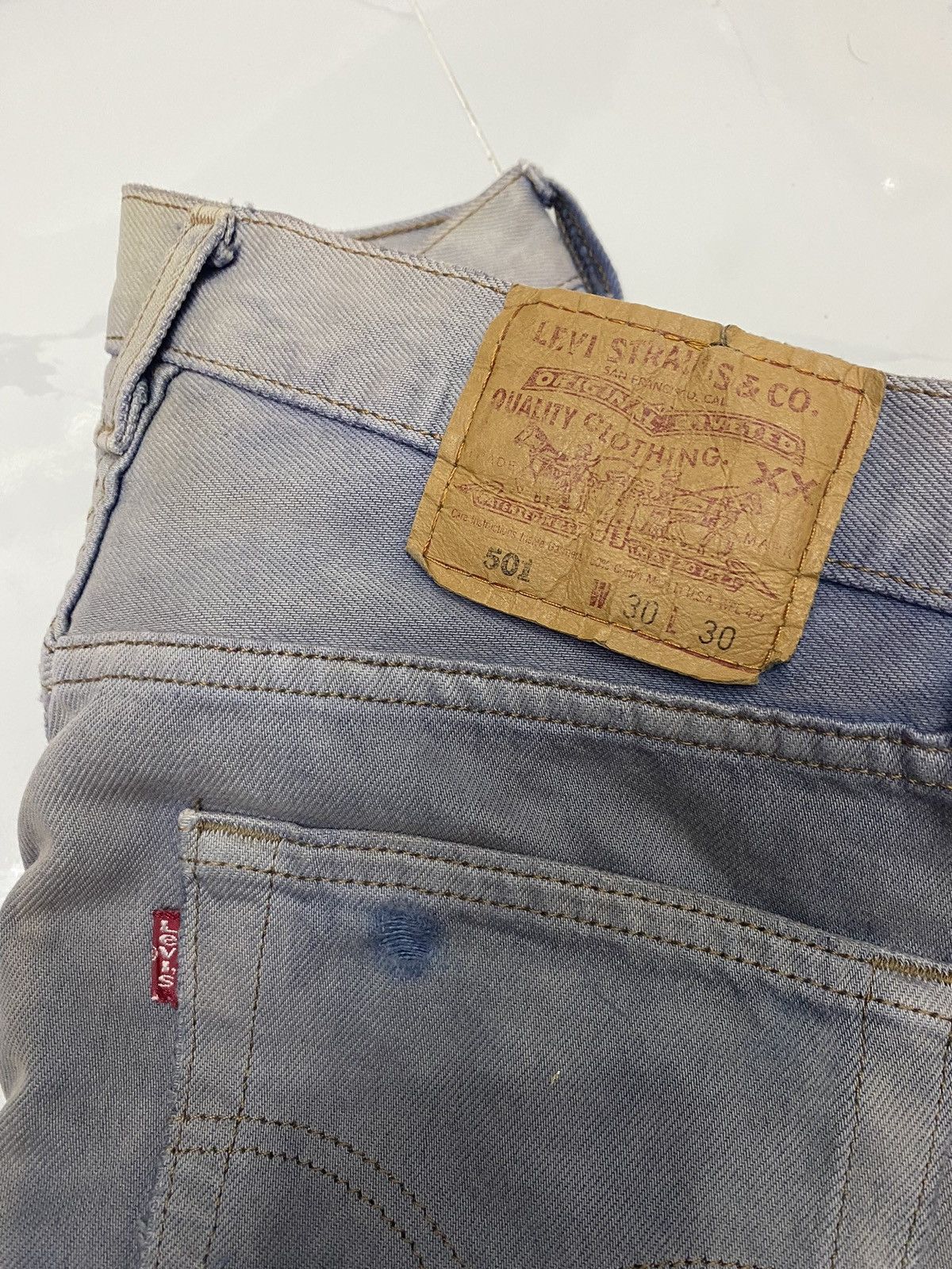Levi's 🔥LEVIS 501 BLUE ACID WASH VINTAGE DISTRESSED DENIM JEANS Size US 30 / EU 46 - 7 Thumbnail