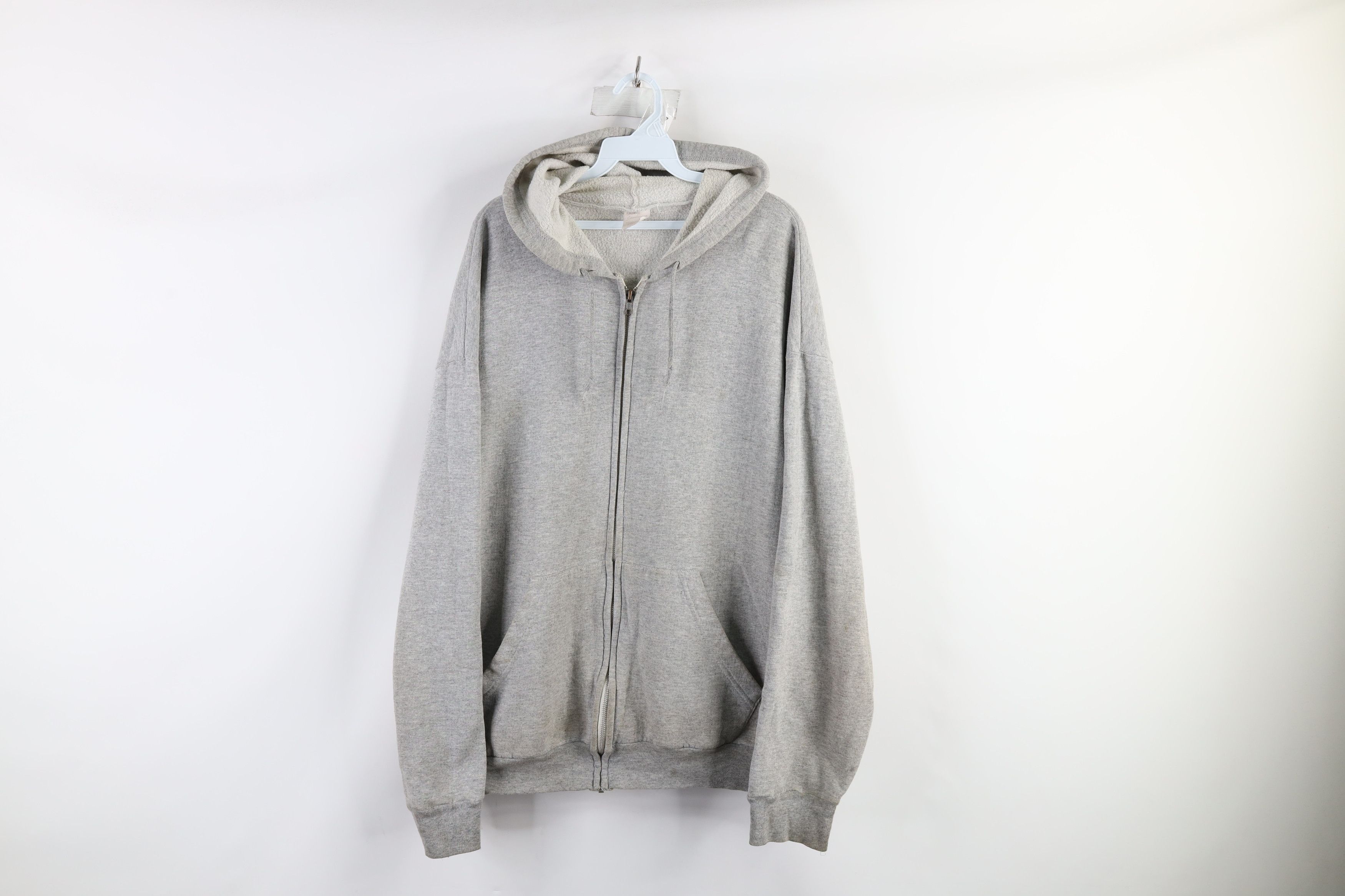 image of Vintage 70's Streetwear Full Zip Hoodie Sweatshirt Gray Usa in Grey, Men's (Size 2XL)