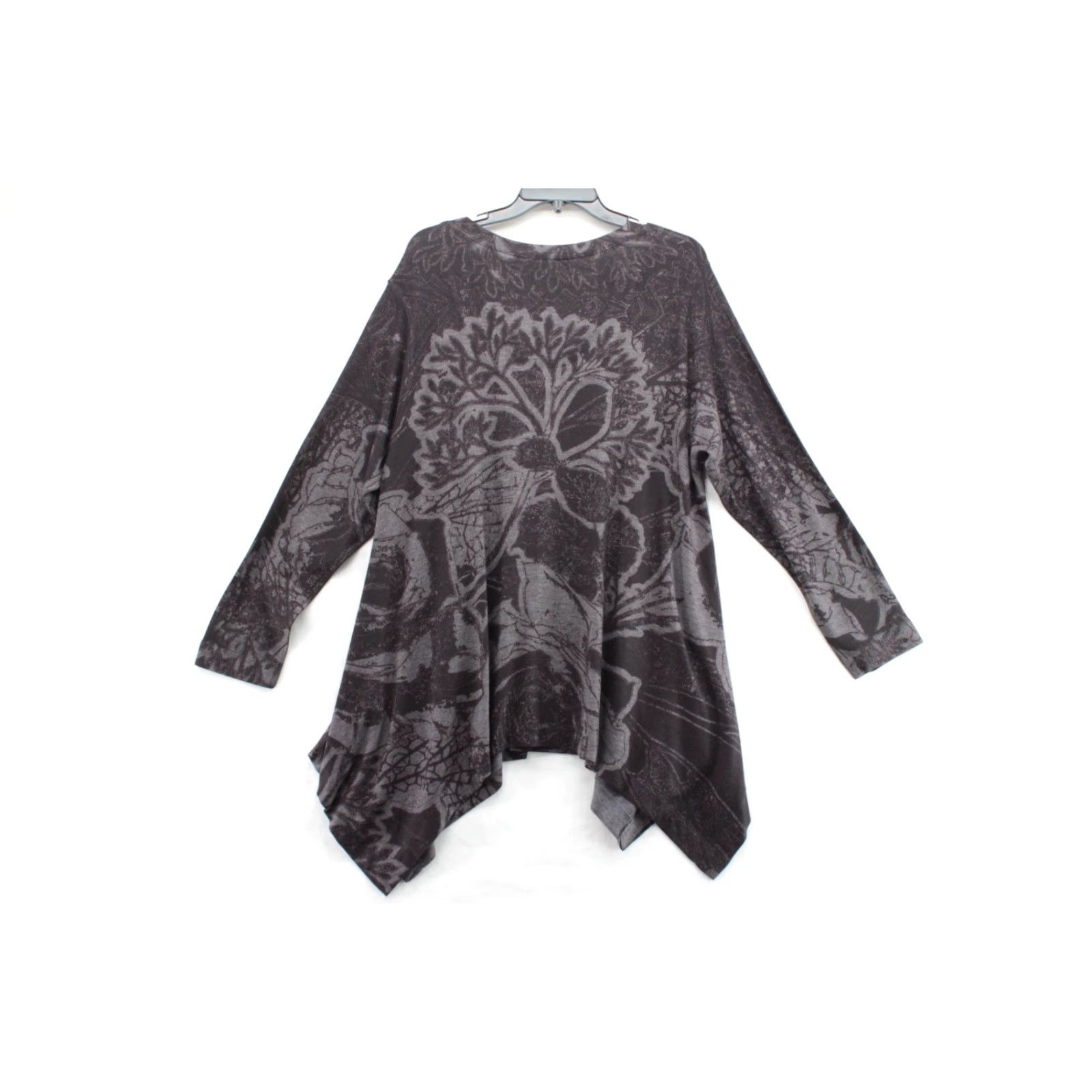Soft Surroundings Soft Surroundings Tunic Top Women 1X Asymmetrical Hem A-Line Gray Black Pullover Size XL / US 12-14 / IT 48-50 - 2 Thumbnail