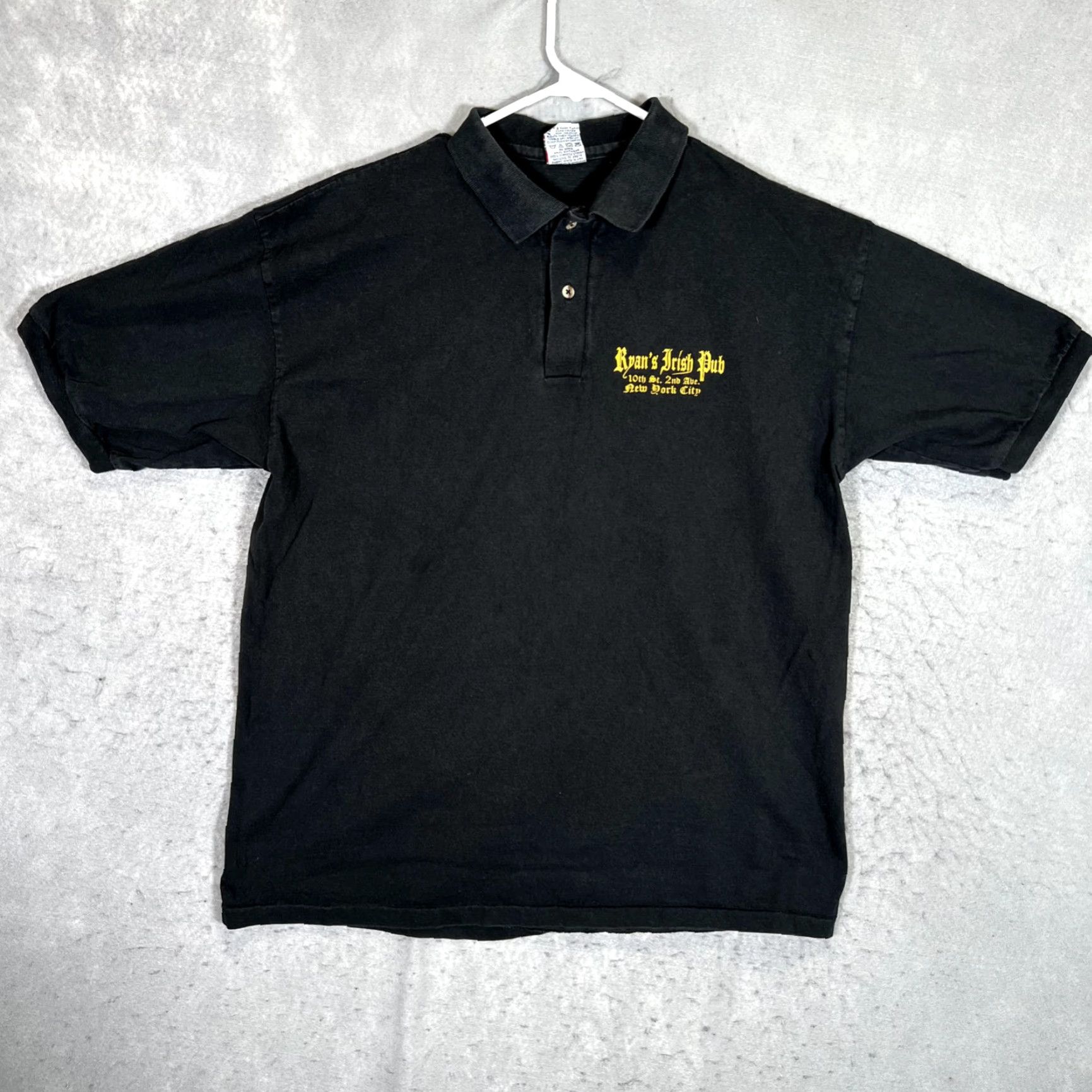Anvil VINTAGE A1 90s Ryan Irish Pub New York City Polo Shirt Adult XL Black Mens Size US XL / EU 56 / 4 - 2 Thumbnail