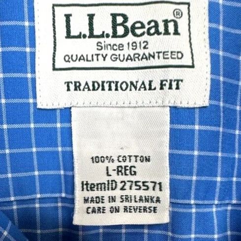 Vintage L.L. Bean Shirt Adult Large Blue Grid Check Button Down Traditional Fit Mens Size US L / EU 52-54 / 3 - 5 Thumbnail