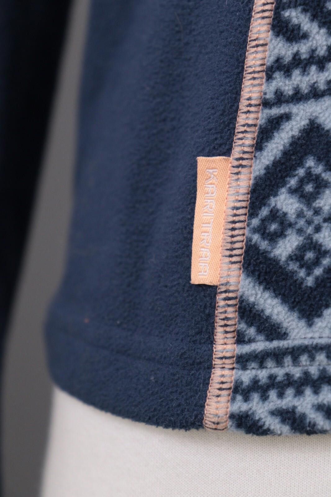 Designer Kari Traa Blue Fair Isle Full Zip Fleece Jacket Size S Size L / US 10 / IT 46 - 4 Thumbnail