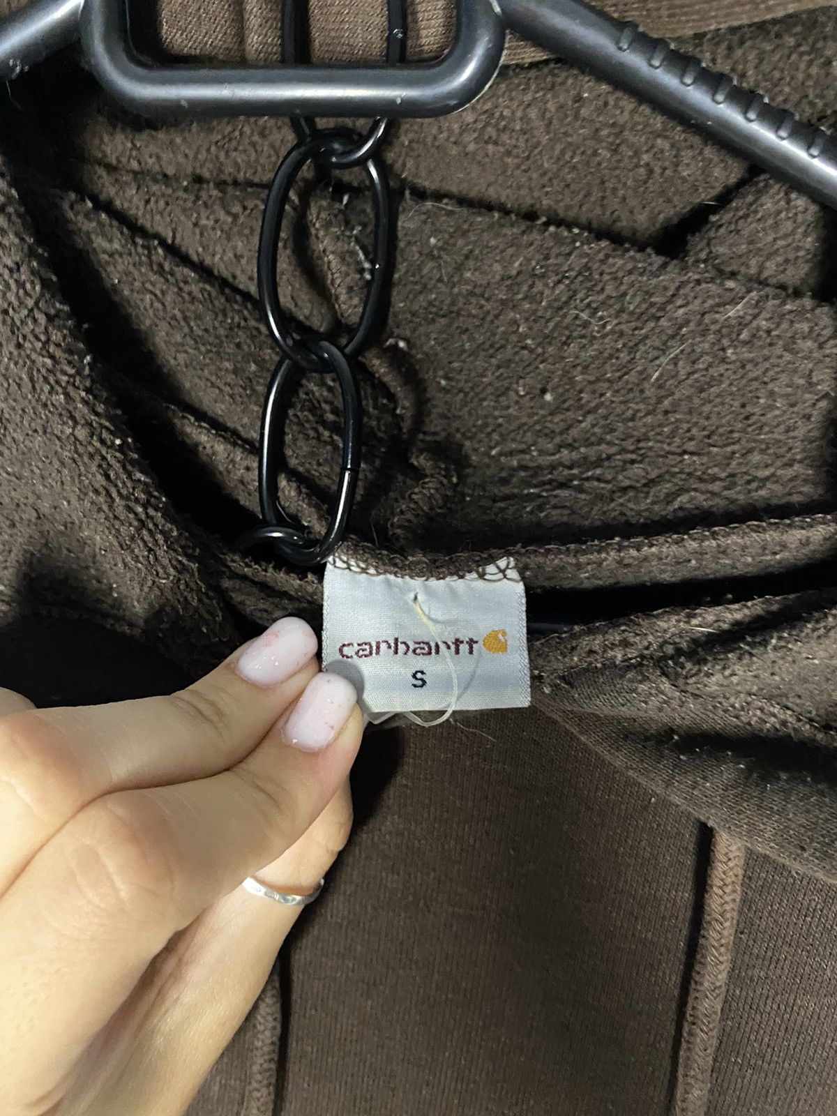 Carhartt Men's brown Carhartt overprint logo hoodie distressed Size US S / EU 44-46 / 1 - 4 Thumbnail