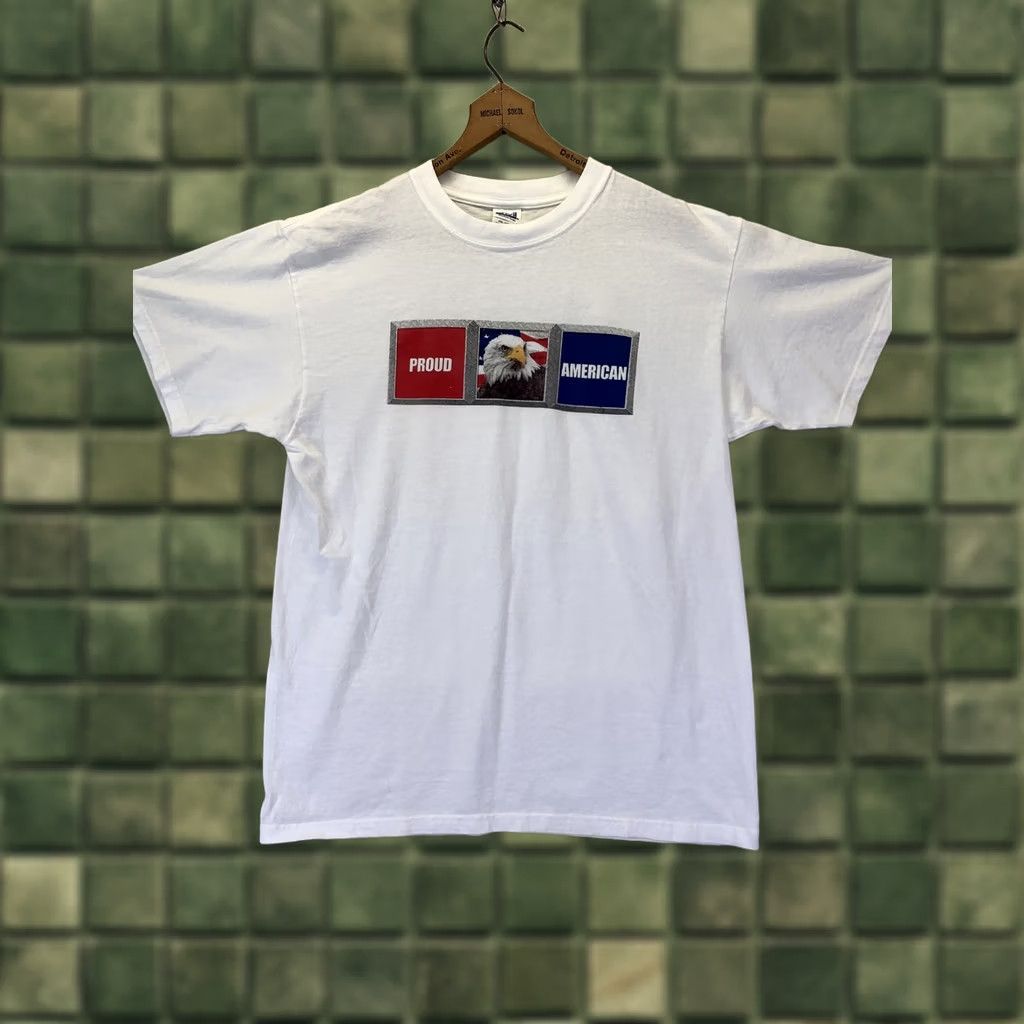 Anvil Anvil Proud American Bald Eagle Graphic T Shirt Adult Mens Womens Unisex Large- XL White Crew Neck Short Sleeve Cotton Graphic Print Vintage? Size XL / US 12-14 / IT 48-50 - 1 Thumbnail