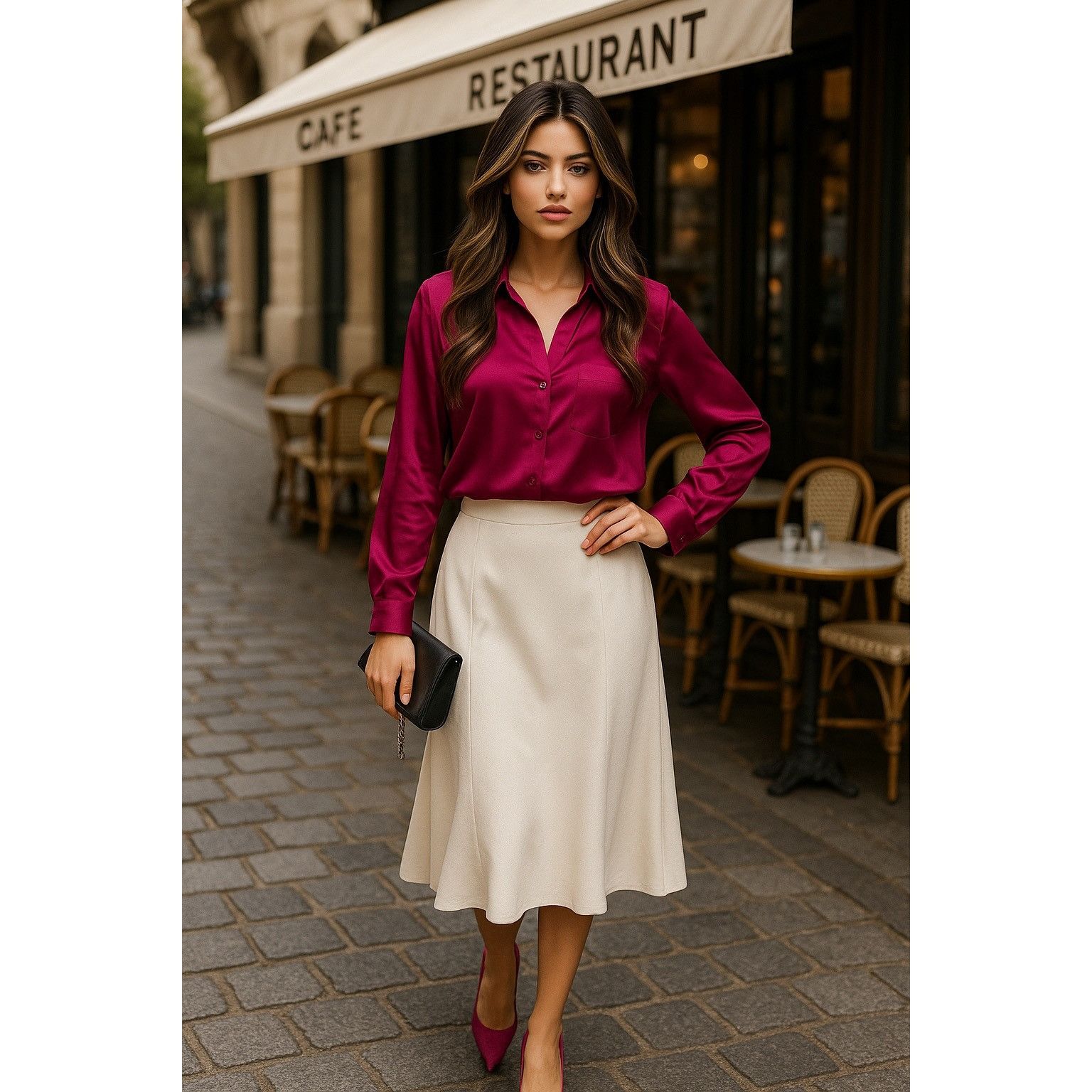 Other Vintage All Silk Blouse by Jonathan Logan 14 Magenta Long Sl Size XL / US 12-14 / IT 48-50 - 1 Thumbnail