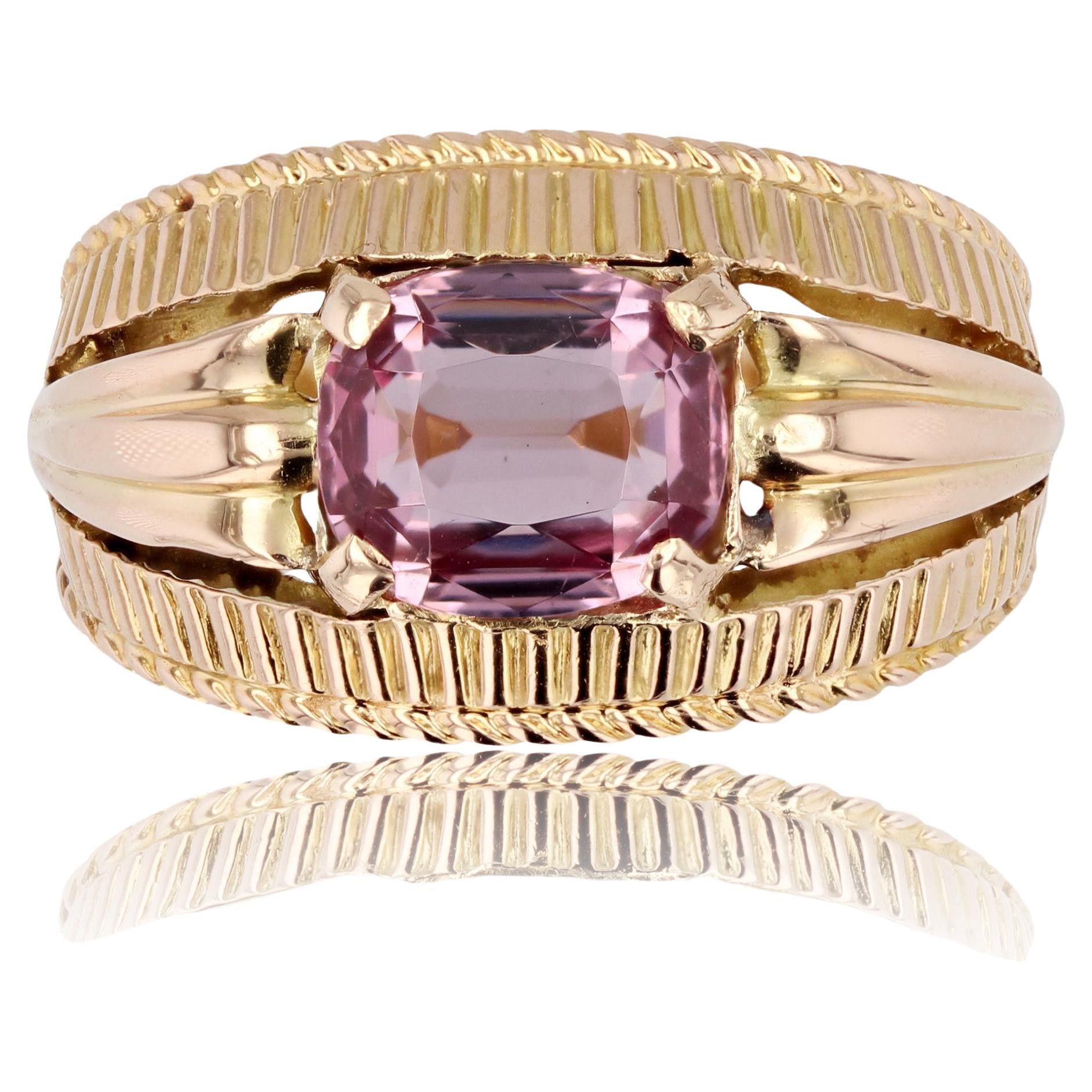 image of Vintage 1960S Malaya Garnet 18 Karat Yellow Gold Band Ring, Women's