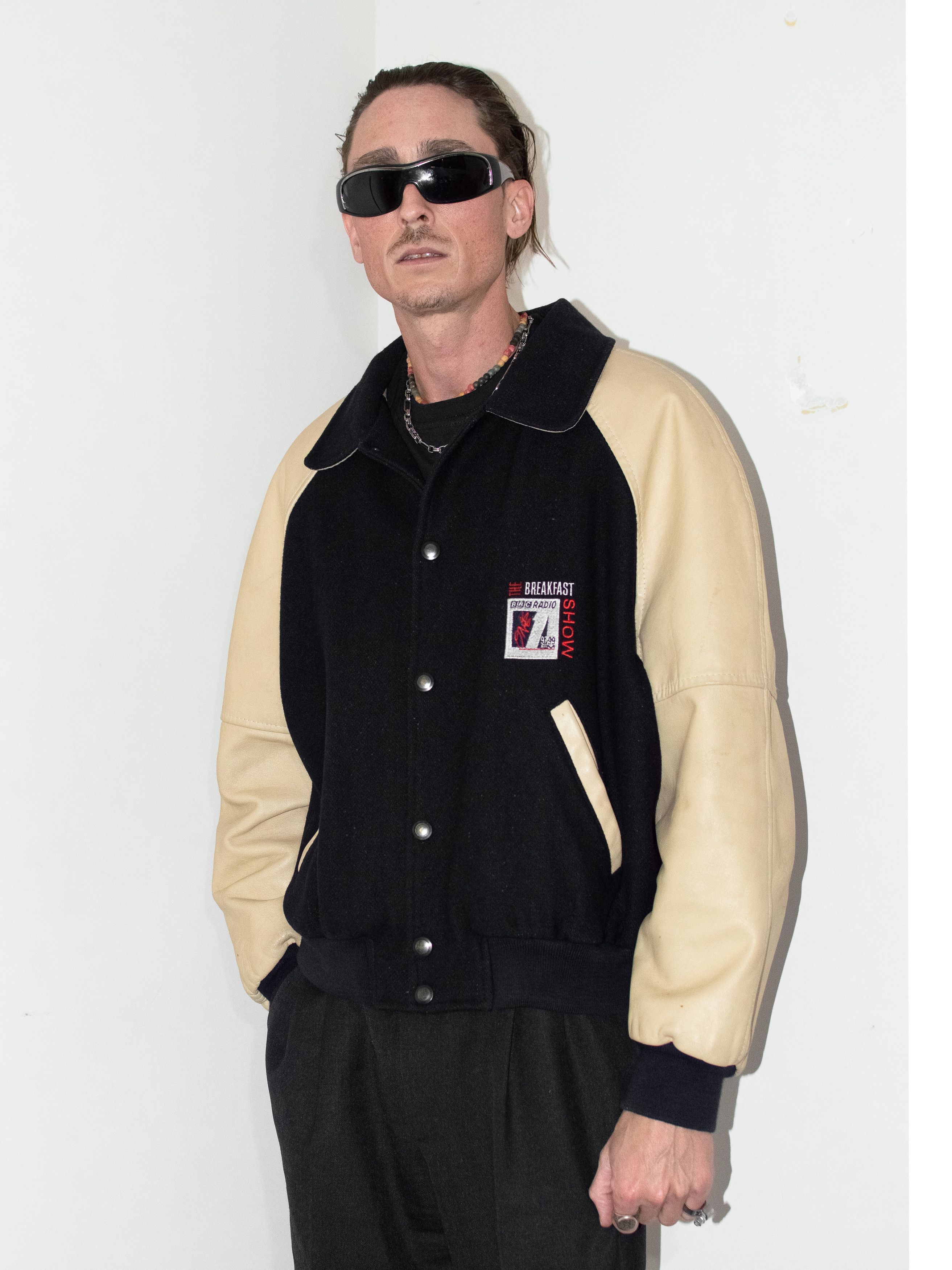 Japanese Brand × Vintage Vintage BBC 1980s Rare Cream leather & Wool Bomber jacket Size US M / EU 48-50 / 2 - 5 Thumbnail
