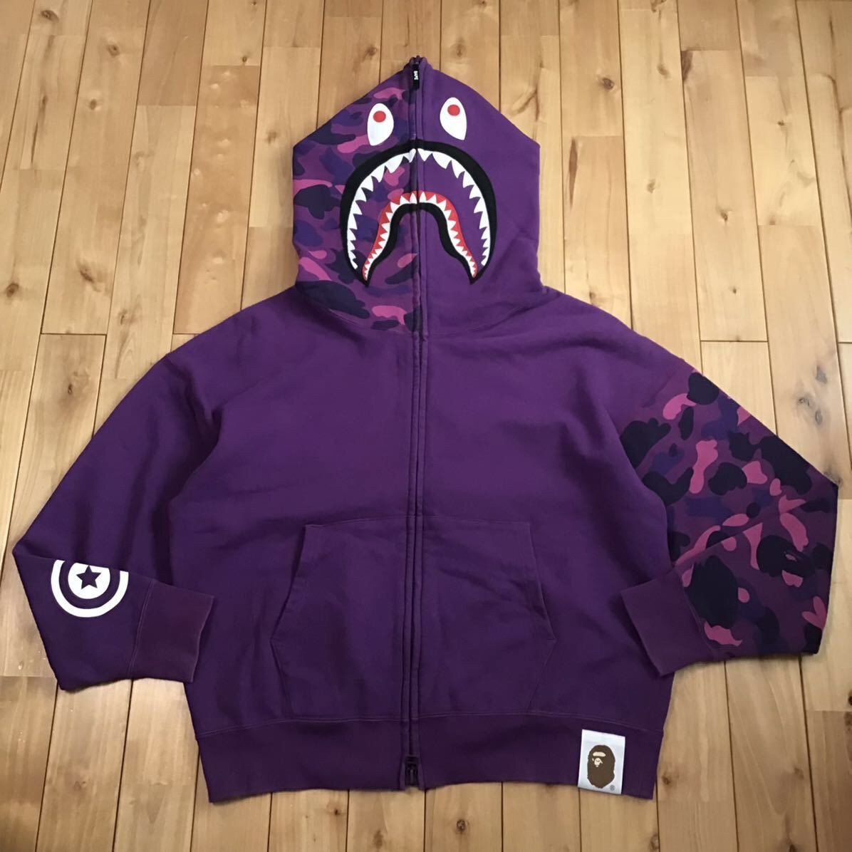 Bape BAPE Giant shark full zip hoodie purple camo a bathing ape Size US L / EU 52-54 / 3 - 1 Thumbnail