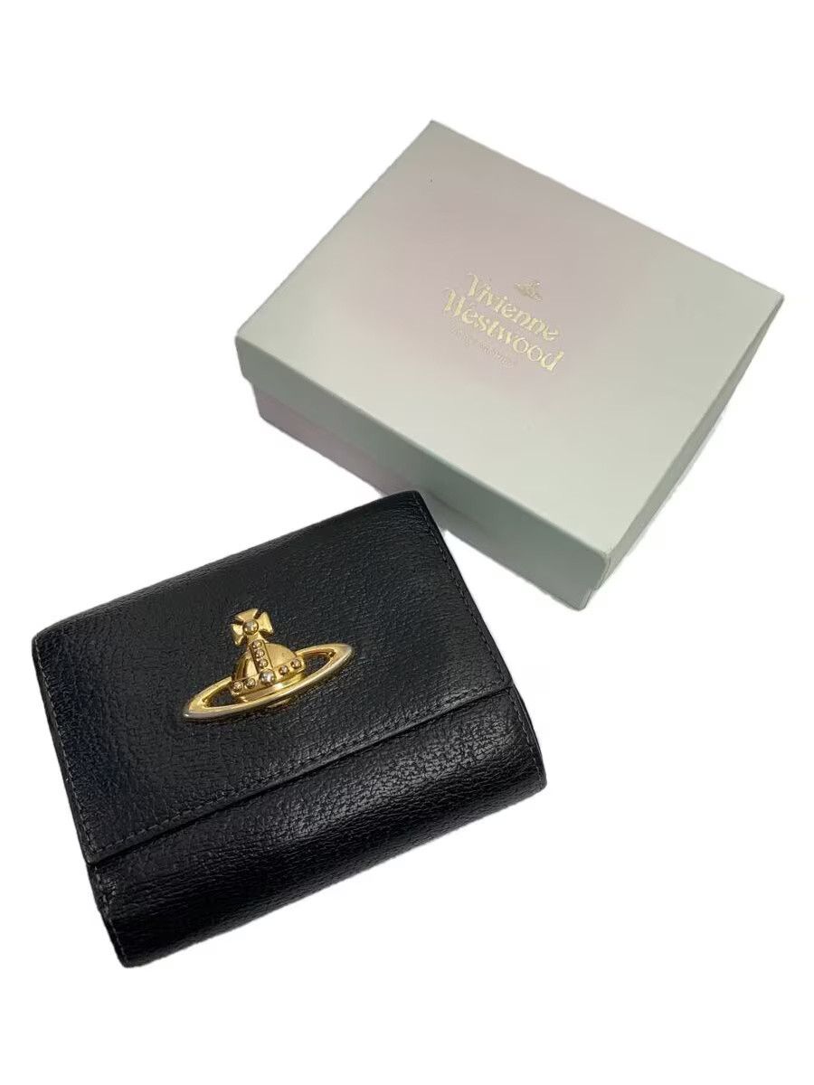 Vivienne Westwood Vivienne Westwood Plain Cowhide Tri-Fold Wallet Black Size ONE SIZE - 1 Thumbnail