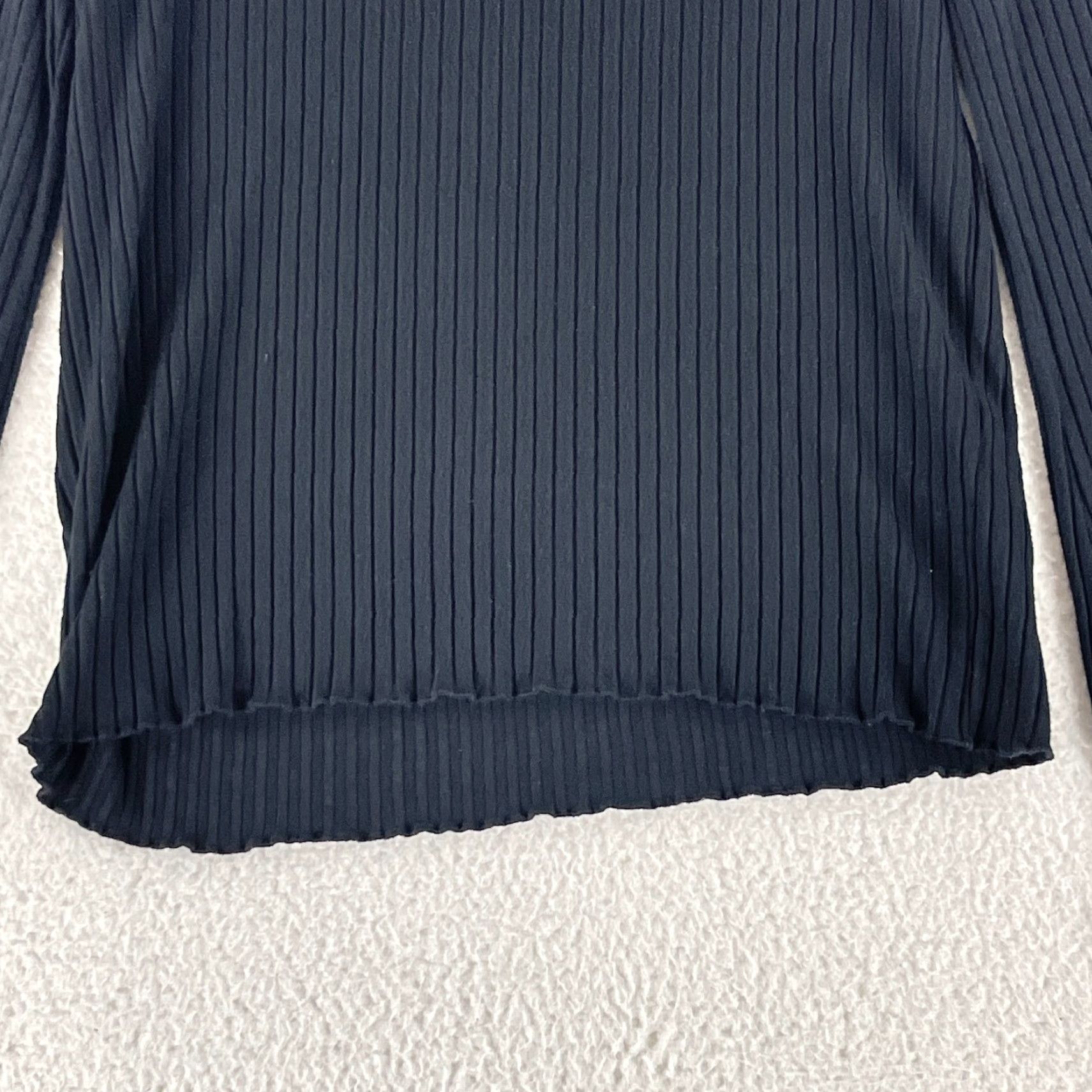 Madewell Madewell Shirt Womens Large Solid Black Ribbed Mock Neck Long Sleeve Knit Casual Size L / US 10 / IT 46 - 5 Thumbnail