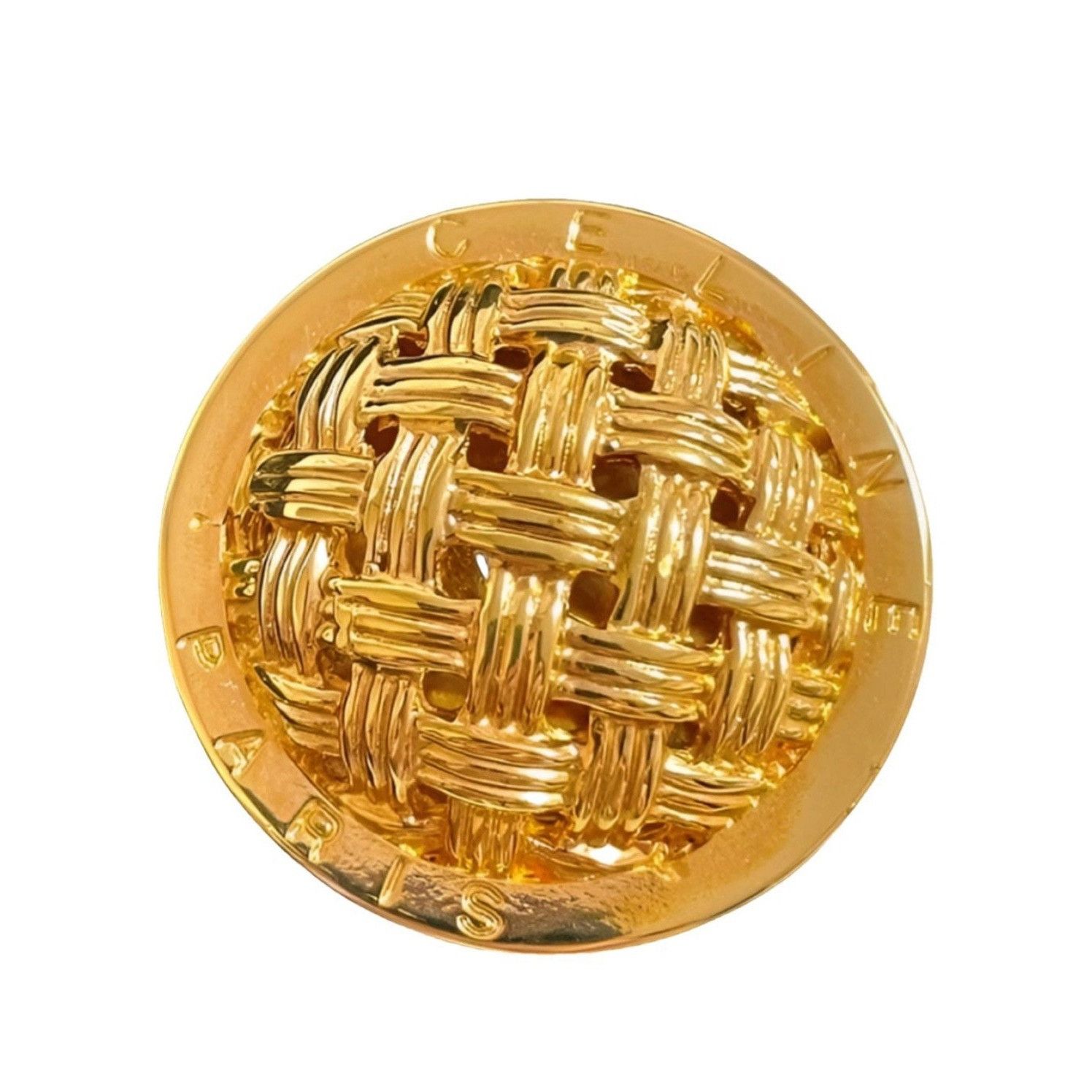 Celine Vintage Celine golden brooch in apple pie design. Round pin Size ONE SIZE - 1 Thumbnail