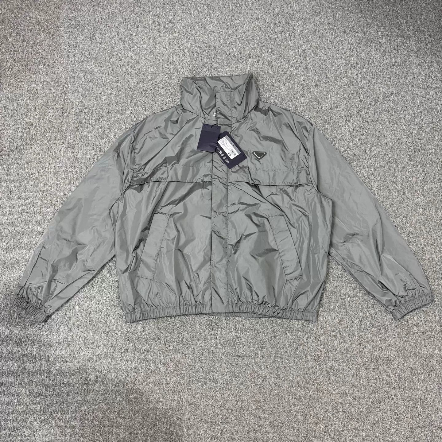 Prada Prada Silver Gray Tri Logo Nylon Jacket M/L NWT Size US L / EU 52-54 / 3 - 1 Thumbnail