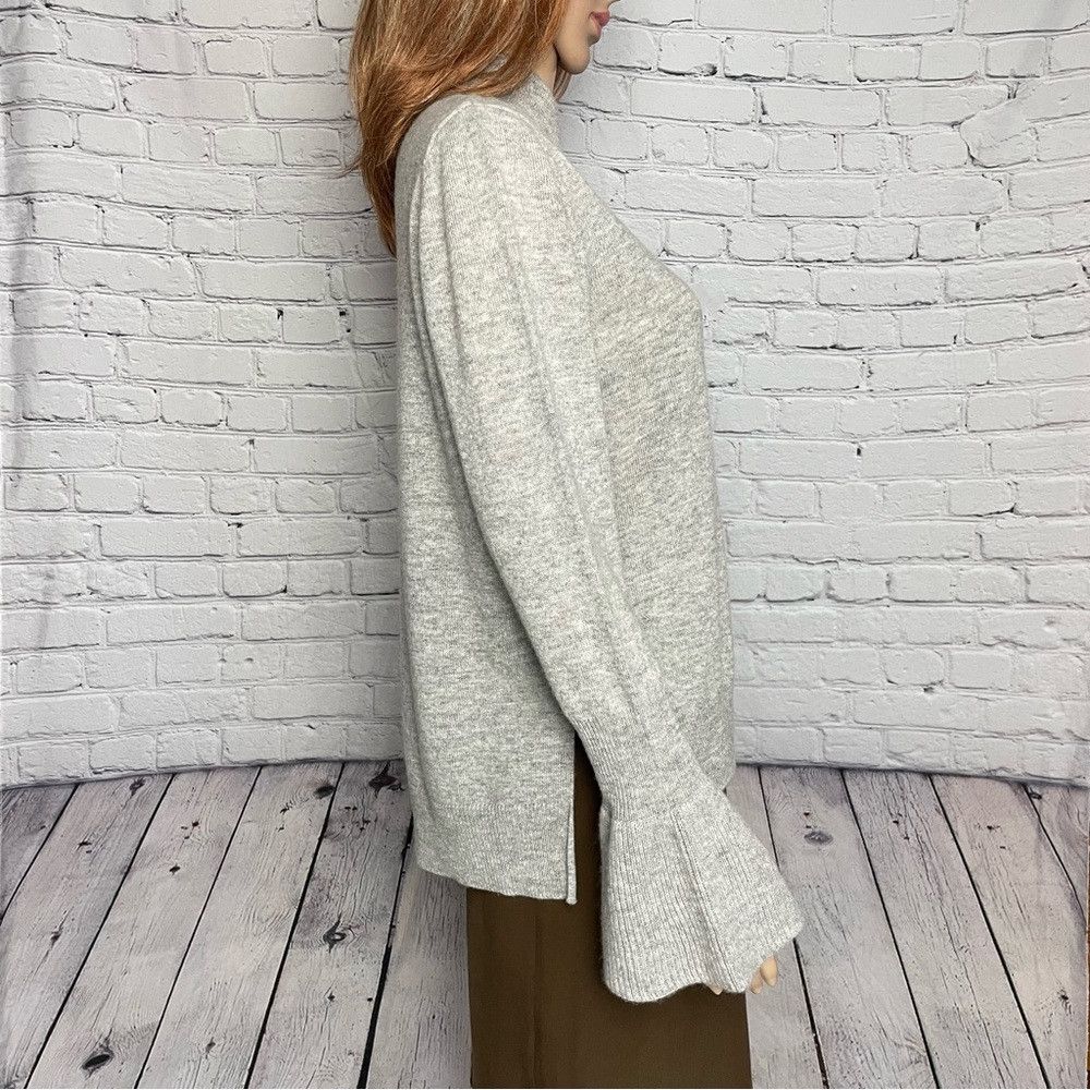 MILLY NWT New $350 Milly Wool Cashmere Ruffle Cuff Mock Neck Grey Size M / US 6-8 / IT 42-44 - 7 Thumbnail