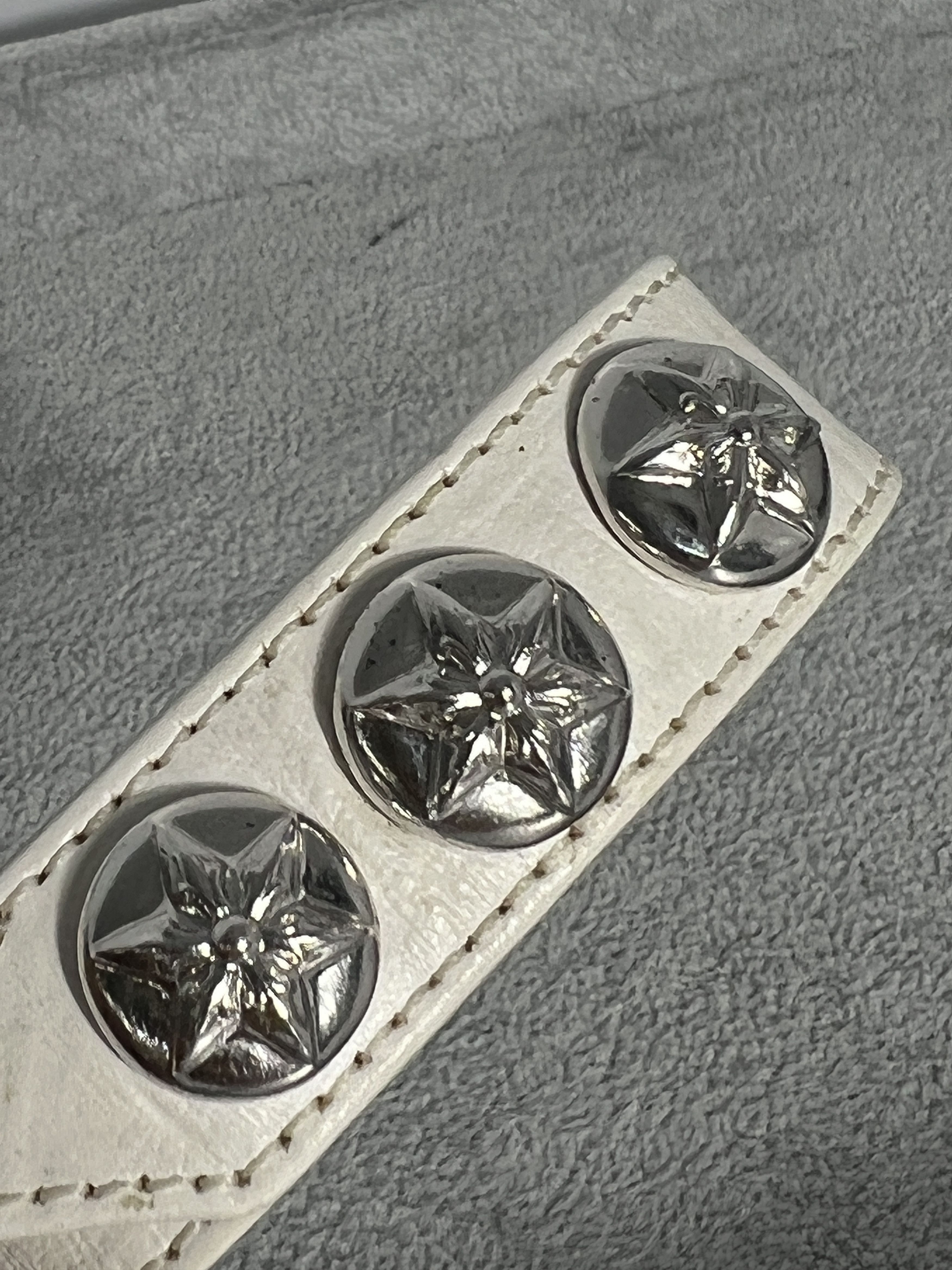 Chrome Hearts Chrome Hearts White Leather Bracelet 3 Star Stud 925 Size ONE SIZE - 3 Thumbnail