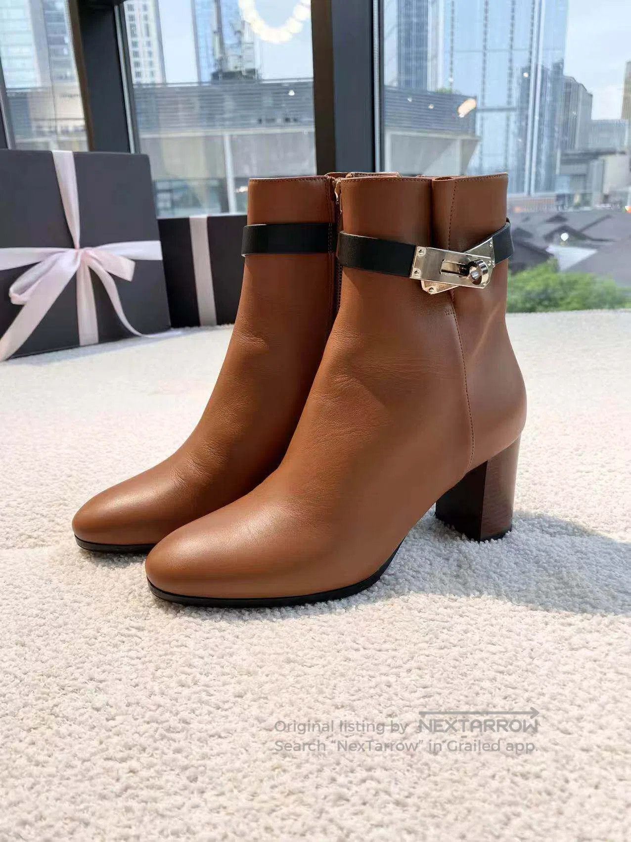Hermes Hermes Kelly buckle high-heeled ankle boots| Size US 4.5 / IT 34.5 - 1 Thumbnail