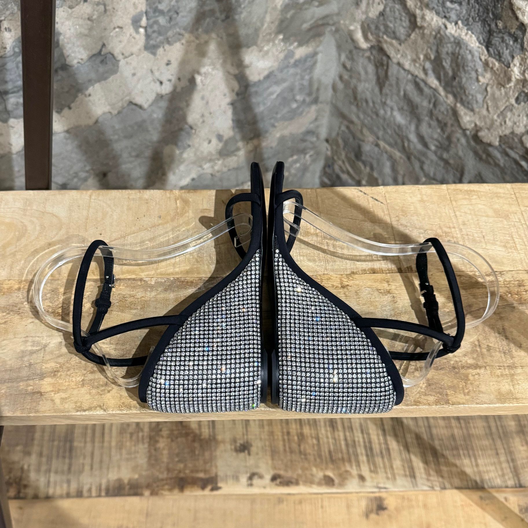 Alexander Wang Alexander Wang Black Dahlia Rhinestone Wedge Sandals Size US 7 / IT 37 - 10 Thumbnail