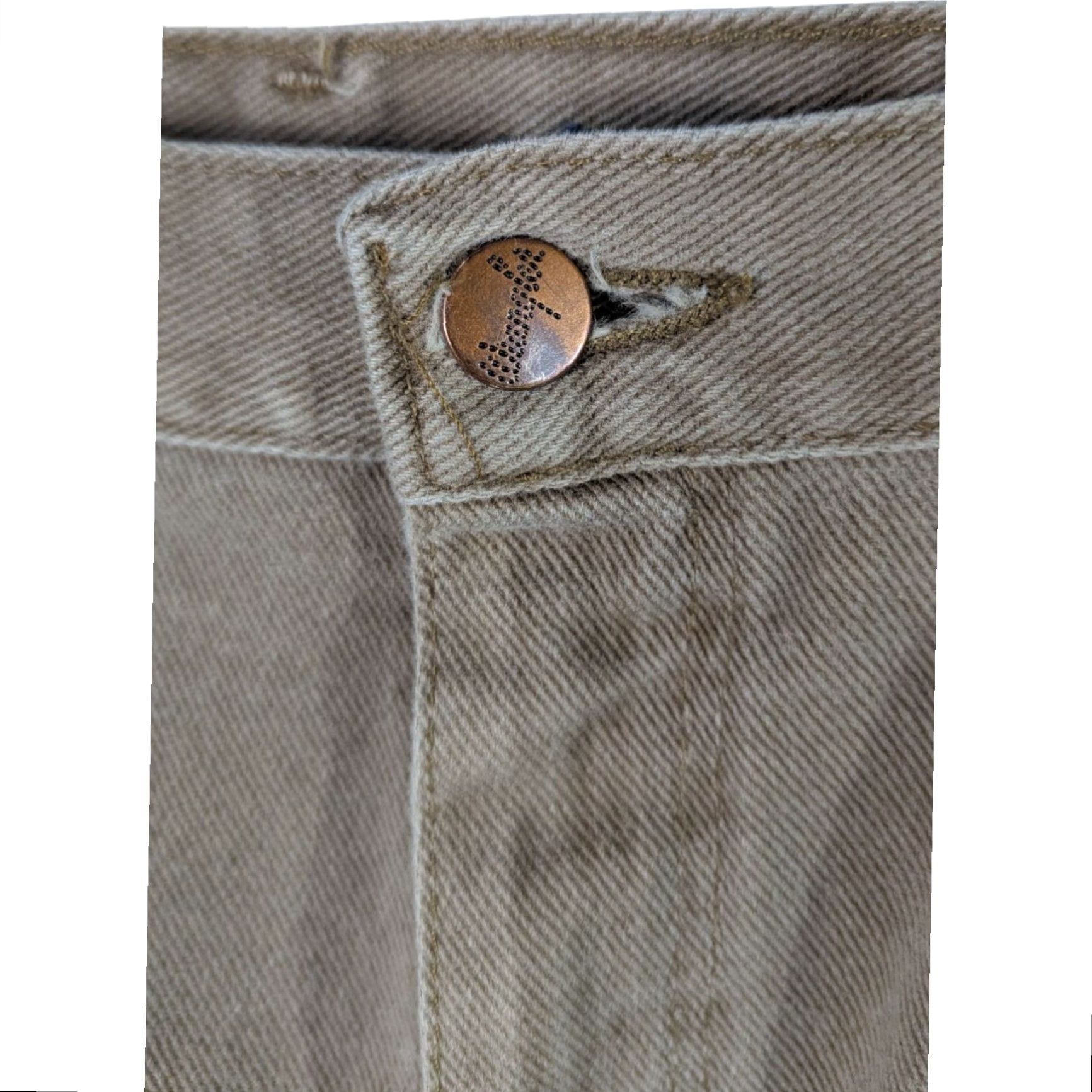 VINTAGE Wrangler Jeans 13 Beige Denim 90s USA Straight 5-Pocket VTG Womens