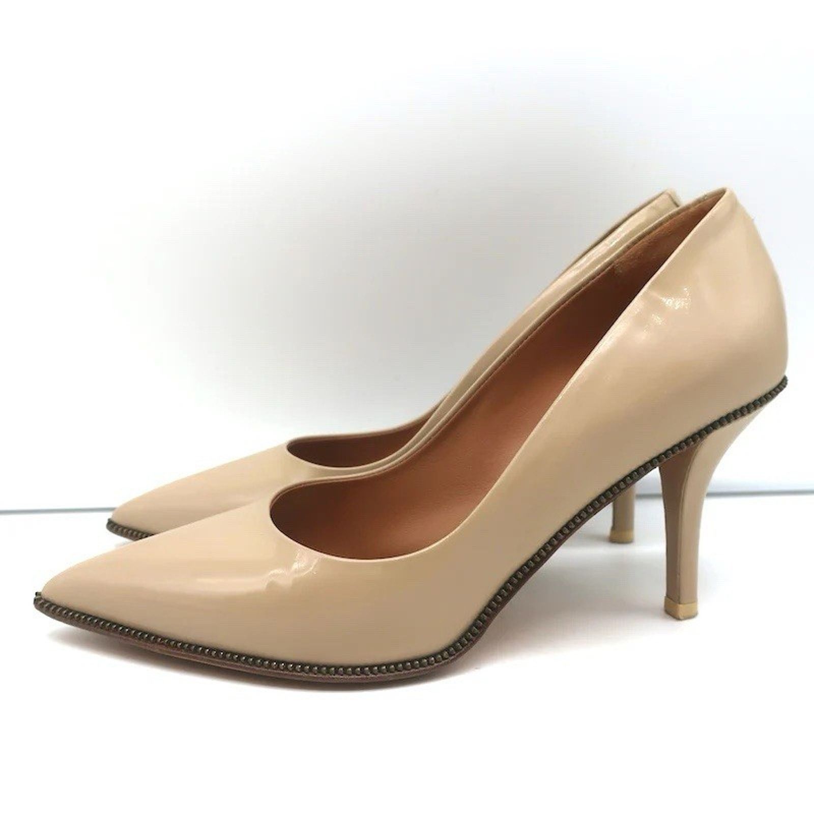 Givenchy Givenchy Zipper Pumps Beige Patent Leather Pointed Toe Heels Size US 7 / IT 37 - 1 Thumbnail